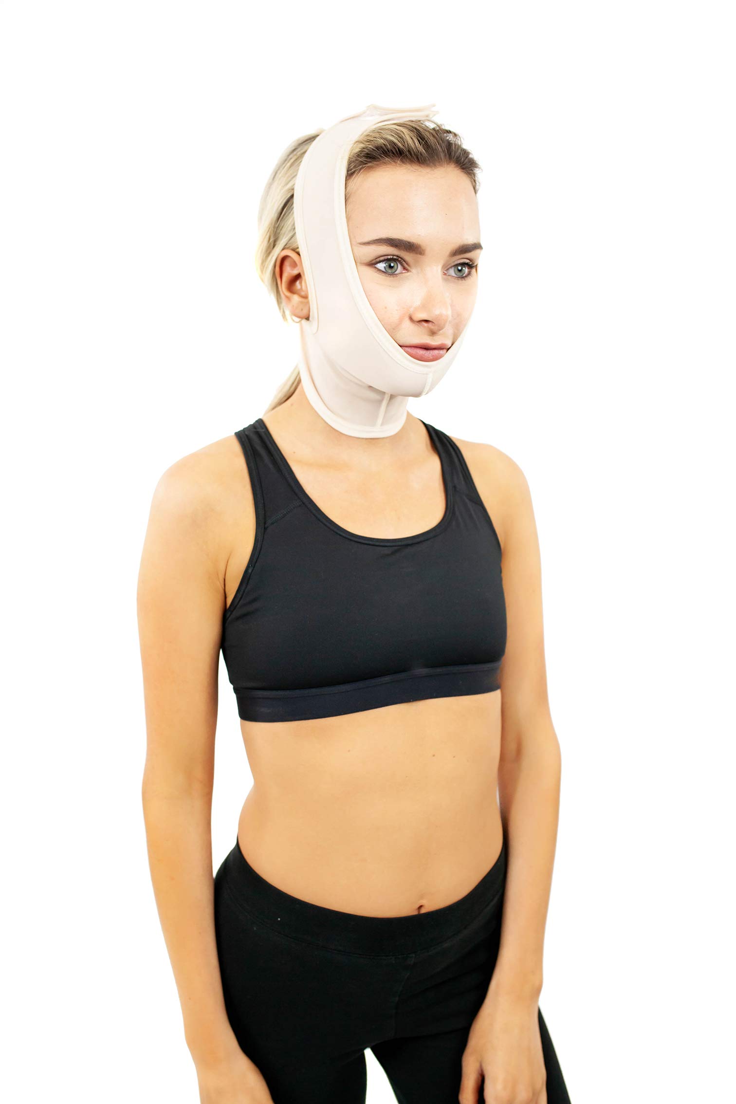 ContourMDLarge : Post Surgical Facelift Elastic Band | Neck & Chin Liposuction Compression Garment - ContourMD : Style 330(Large)