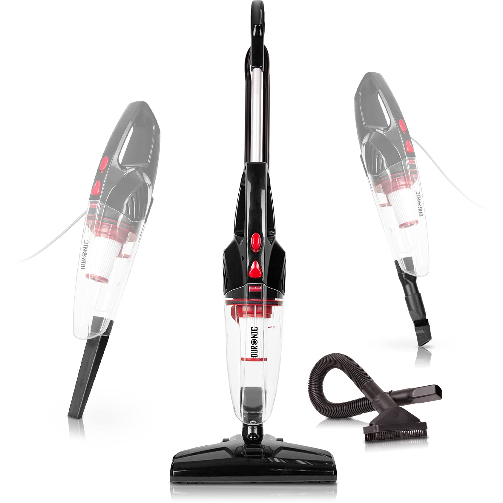 Duronic Upright Vacuum Cleaner VC8 BK Light Weight Stick Vacuum Cleaners Energy Class A+ with HEPA Filter Multi-Surface Cleaning Handheld Vac Home Car [Energy Class A]