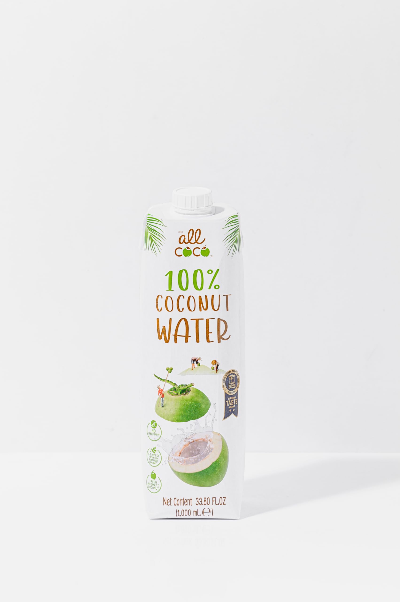 All Coco100% Coconut Water Nam Hom 1L | Not from Concentrate | Natural Coconut Water | Drink Pink | 1L | No Preservative | Natural