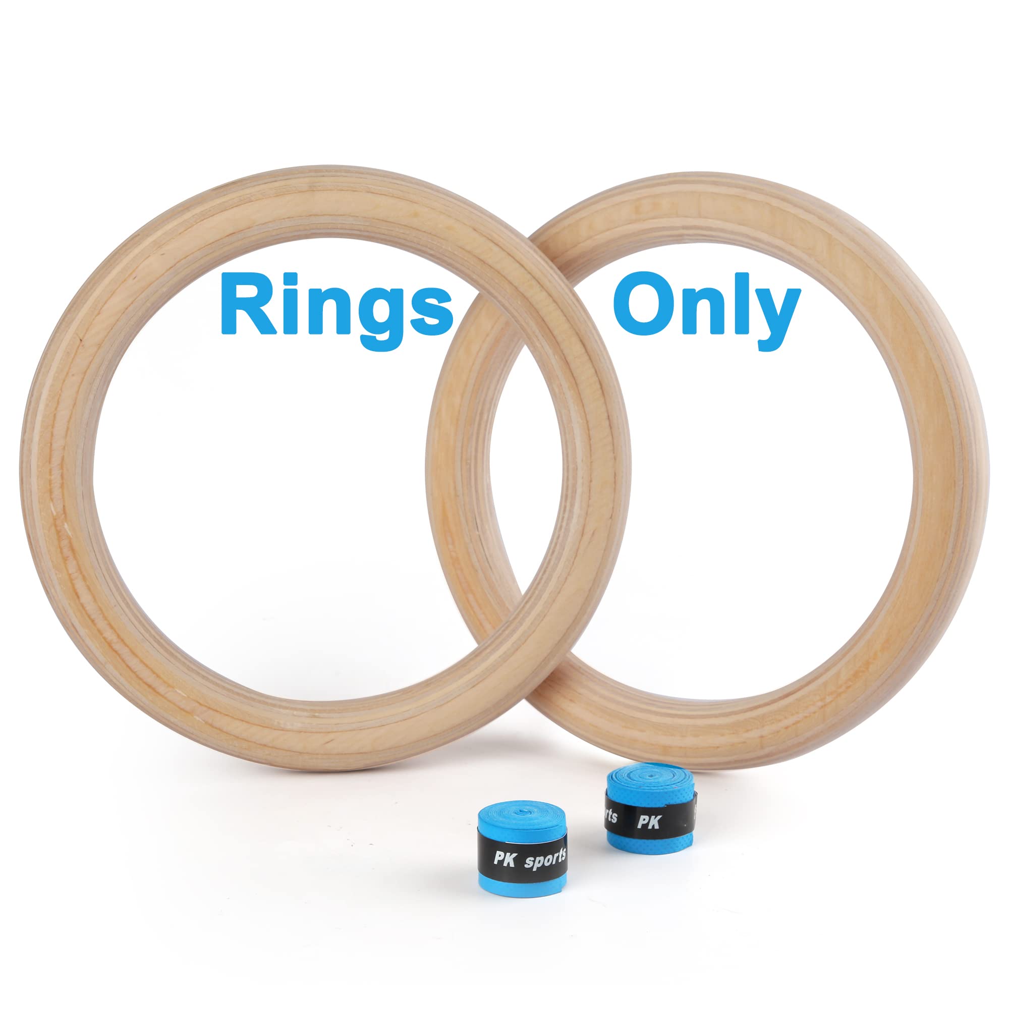 YOELVN Wood Gymnastics Rings 1543lbs for Home Gym Body Workout, Cross Training, Muscle Ups, Non-Slip (Rings Only) (Diameter: 28MM)