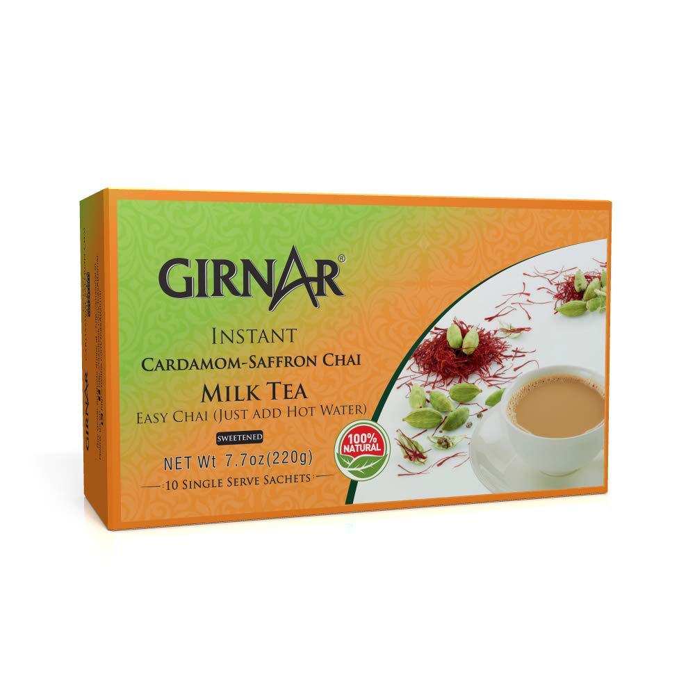 Girnar Instant Chai/Tea Premix With Cardamom-Saffron, 10 Sachet Pack