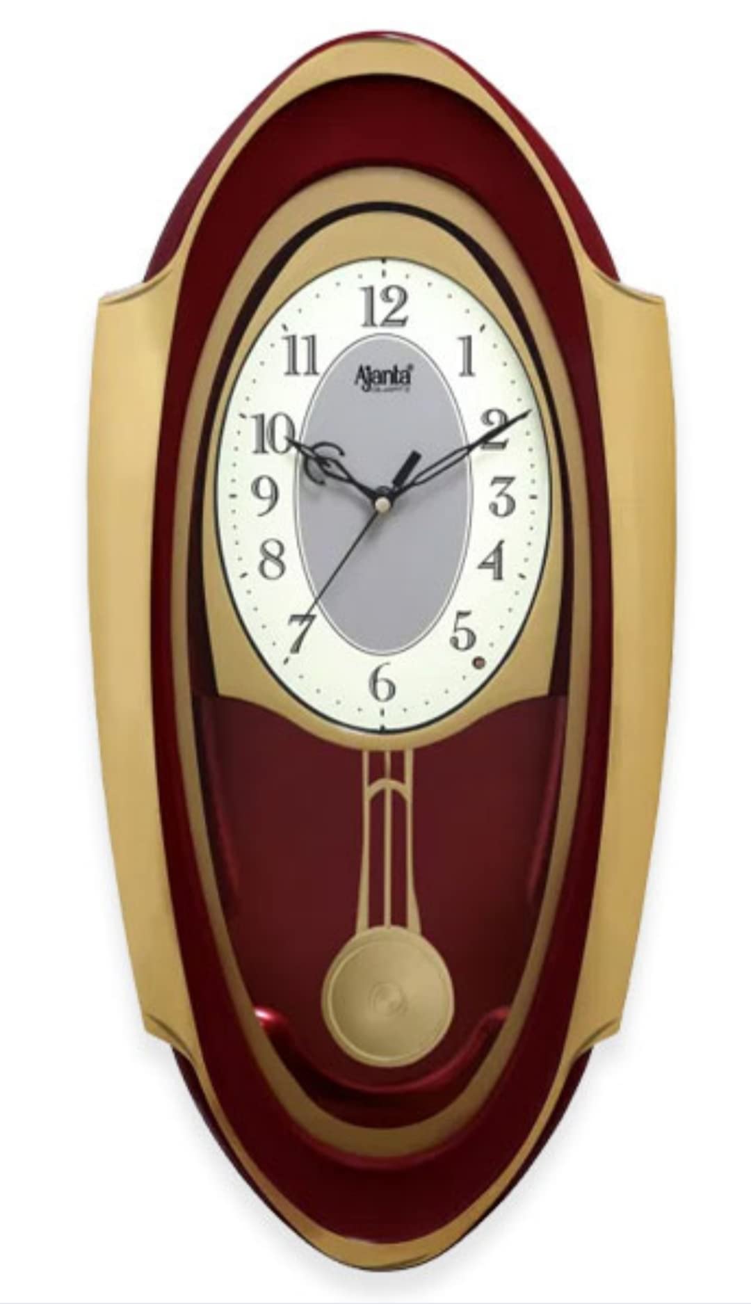 Ajanta Plastic Musical And Pendulum Analog Clock (Red, 1627)