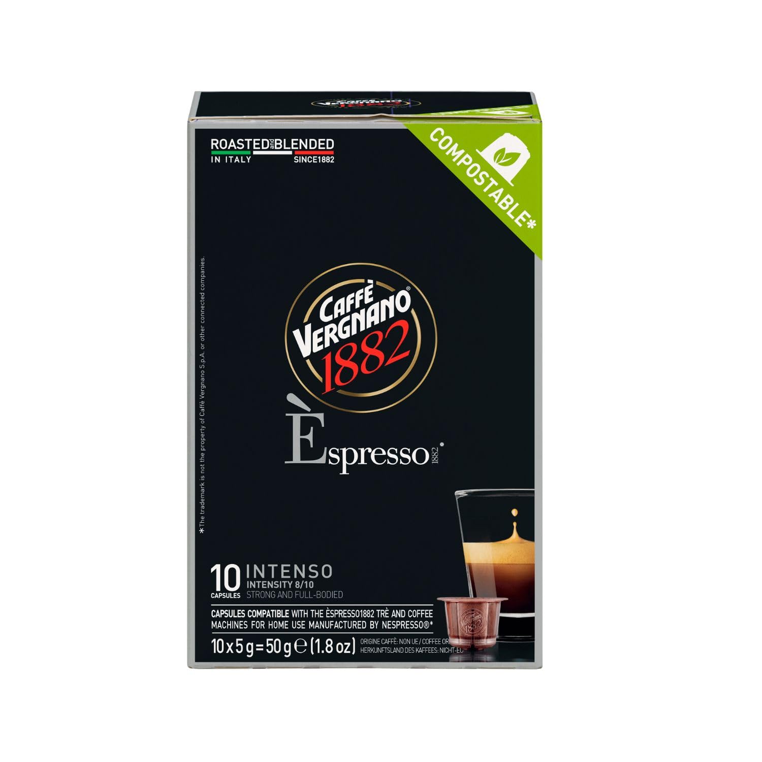 Caffè Vergnano 1882 Espresso INTENSO Nespresso Compatible Coffee Capsules x 10