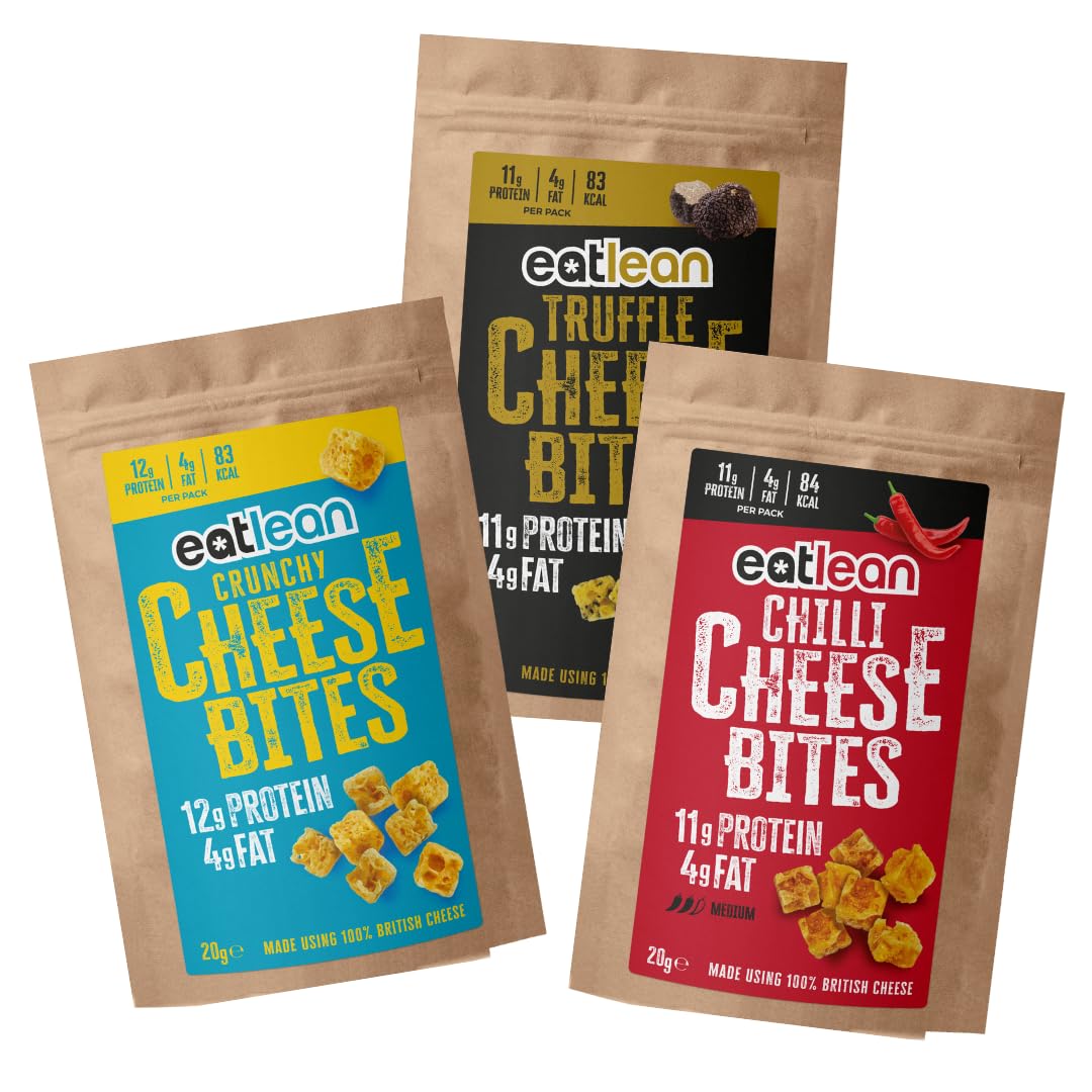 EatleanCHEESE BITES TASTER PACK | Baked Cheese Snacks | Keto Friendly, Low Carb, High Protein, Gluten Free, Vegetarian | Crunchy Cheese Keto Snack | Multipack | 3 x 20g Bags