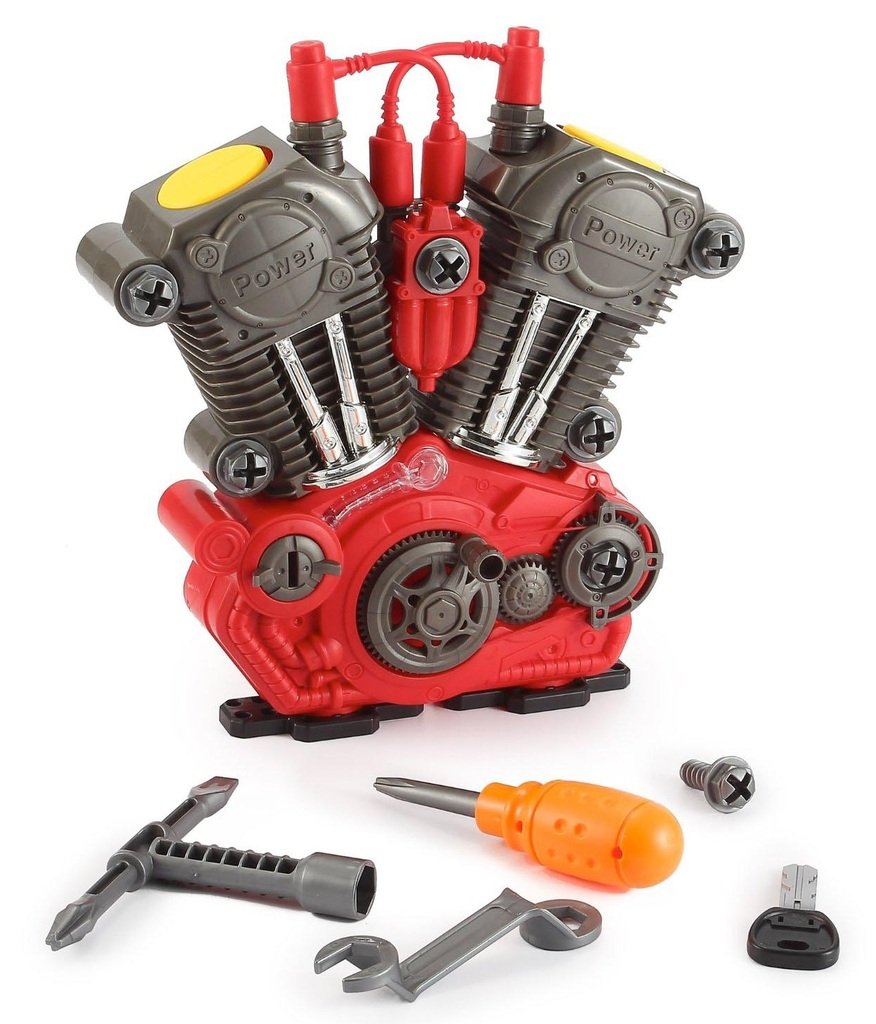 Toys Bhoomi Build Your Own Motorcycle Engine Overhaul Set with Lights and Sound Mechanics Construction Toy, Modification Playset (20 Pieces, Multicolour)