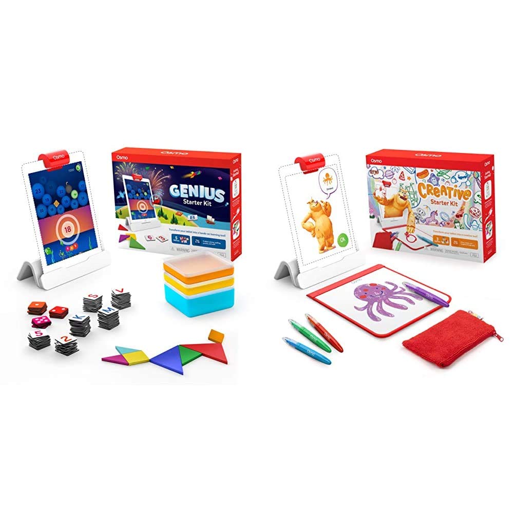 Osmo - Genius Starter Kit for iPad (New Version) - Learning Games & STEM 901-00014 Creative Starter Kit (New Version) for iPad-Ages 5-10-Creative Drawing & Problem Solving/Early Physics Base Included