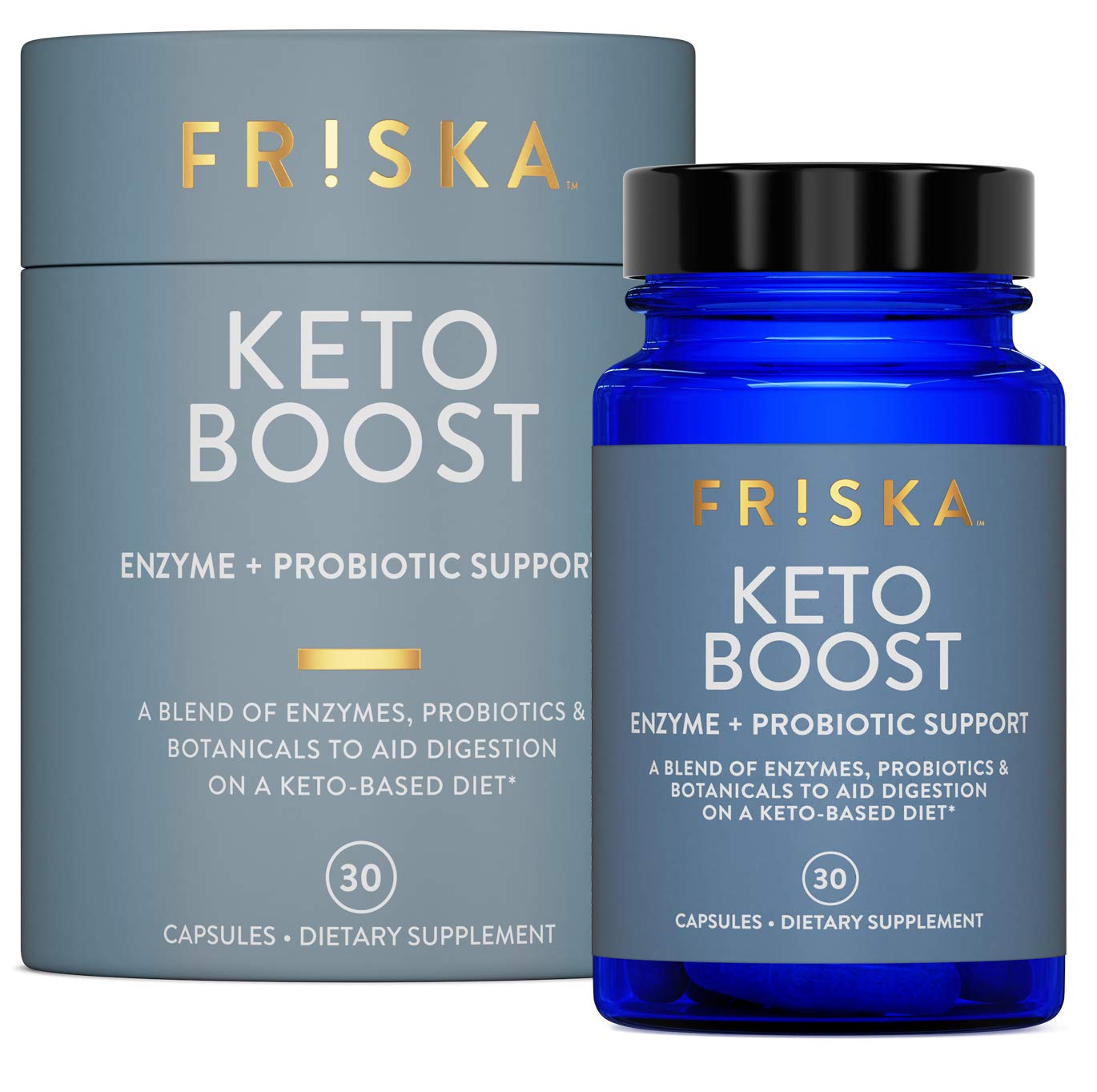 FRISKA Keto Boost | Digestive Enzymes and Probiotics Supplement | Promotes Better Digestion | Natural Bloating and Gas Relief Support | 30 Capsules