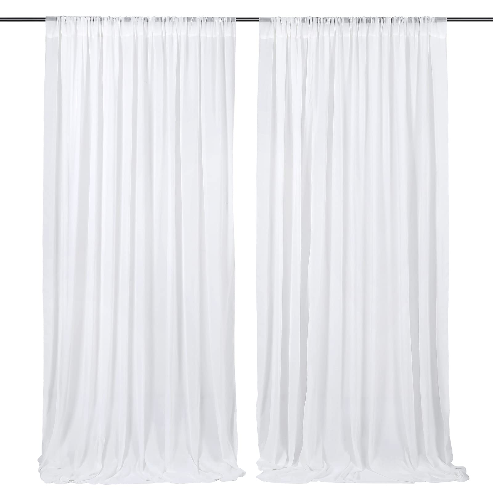 White Wedding Backdrop Curtain 10ft by 10ft Chiffon Fabric Drape for Wedding Party Stage Decoration