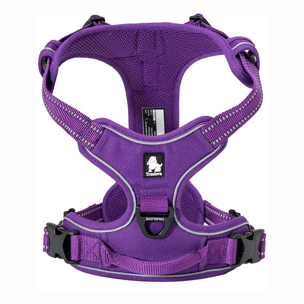 TRUE LOVE Adjustable No-Pull Dog Harness Reflective Pup Vest Harnesses Comfortable Control Brilliant Colors Truelove TLH5651(Purple,S)