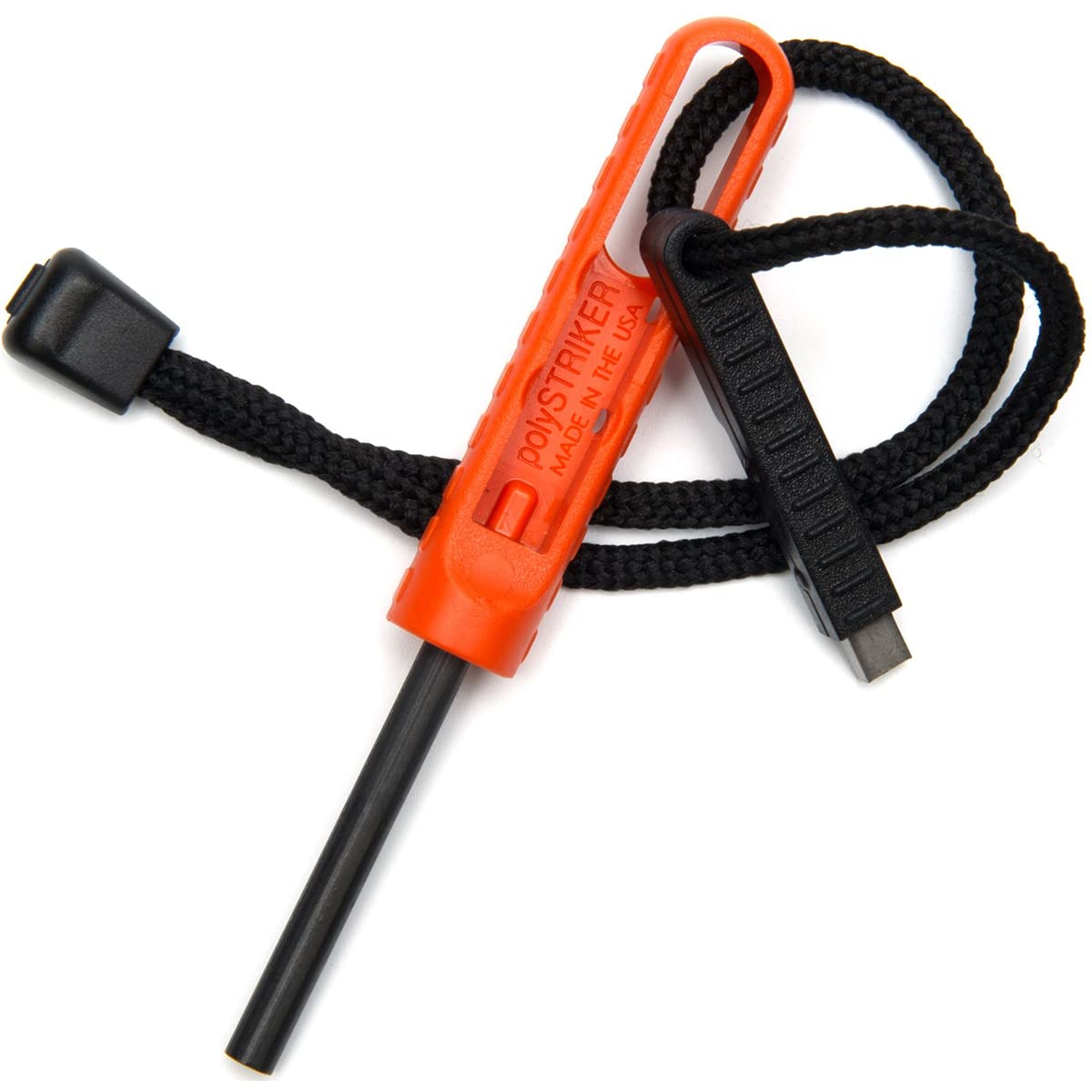 ExotacpolySTRIKER Lightweight Ferrocerium Fire Starter with Snap-in Striker for Emergency Kits, Campfires, Hiking, and Survival Supplies