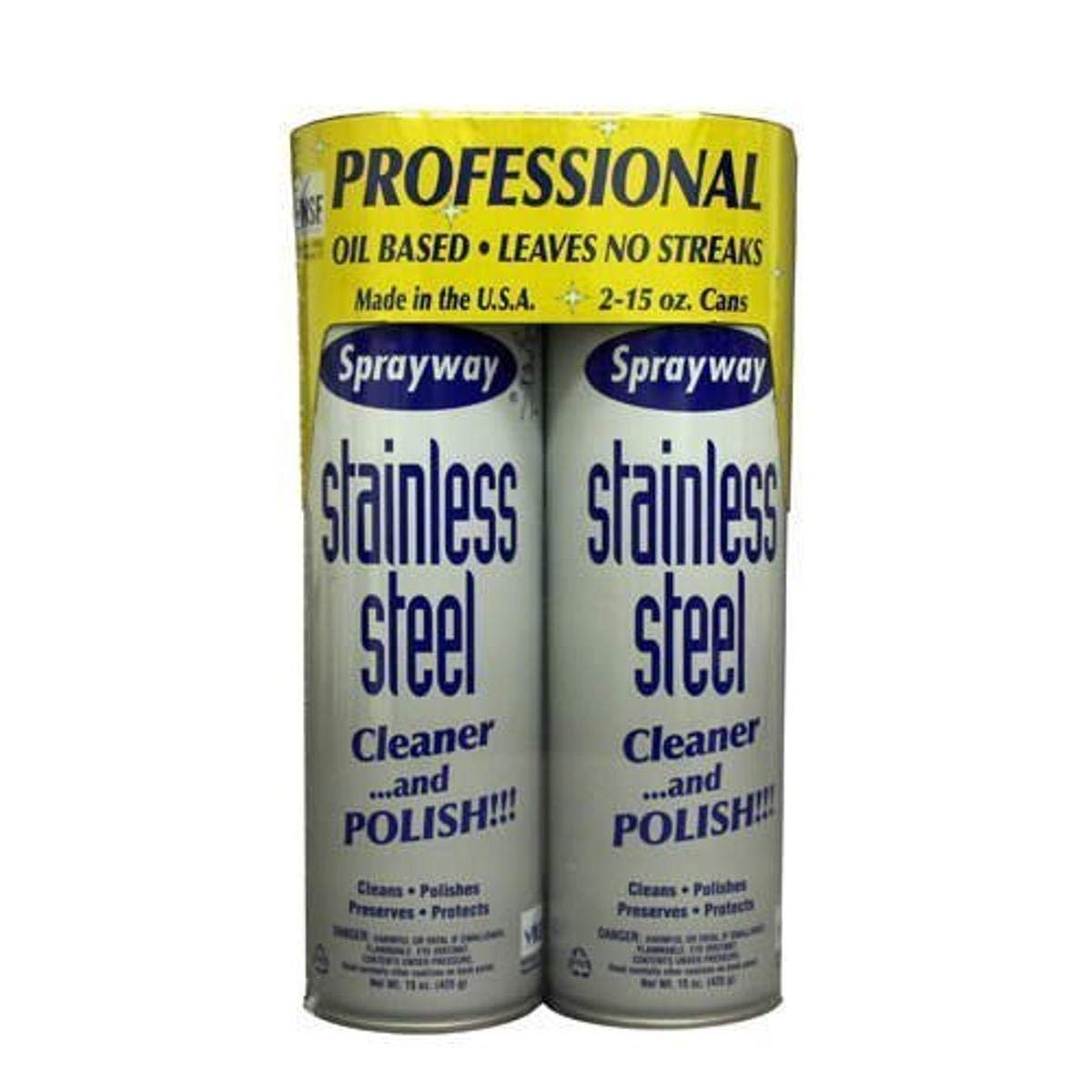 SpraywayStainless Steel Cleaner, 2/15oz Can, Pack of 2