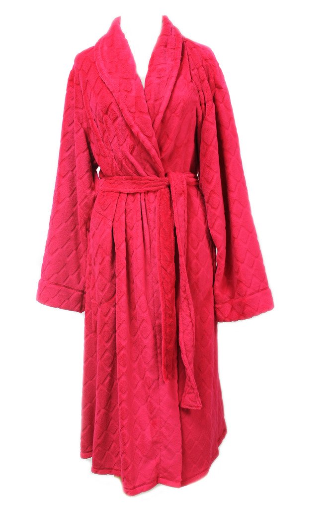 Miss Elaine New Plus Size Charcoal/Red 100% Polyester Bathrobe Sleepwear