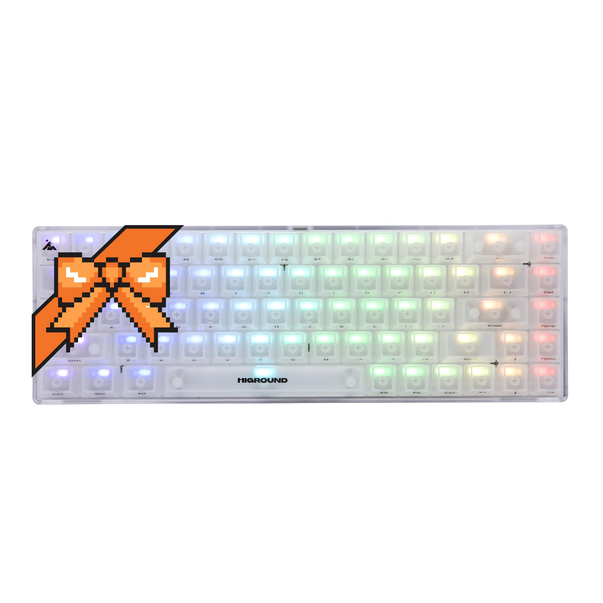 Higround Crystal Opal Basecamp 65% Mechanical Keyboard, Silent Glacier Switches for Precision, Programable RGB, Translucent, Smooth Typing, Hot-Swappable, Deep Thocc Dual Silicone Dampening