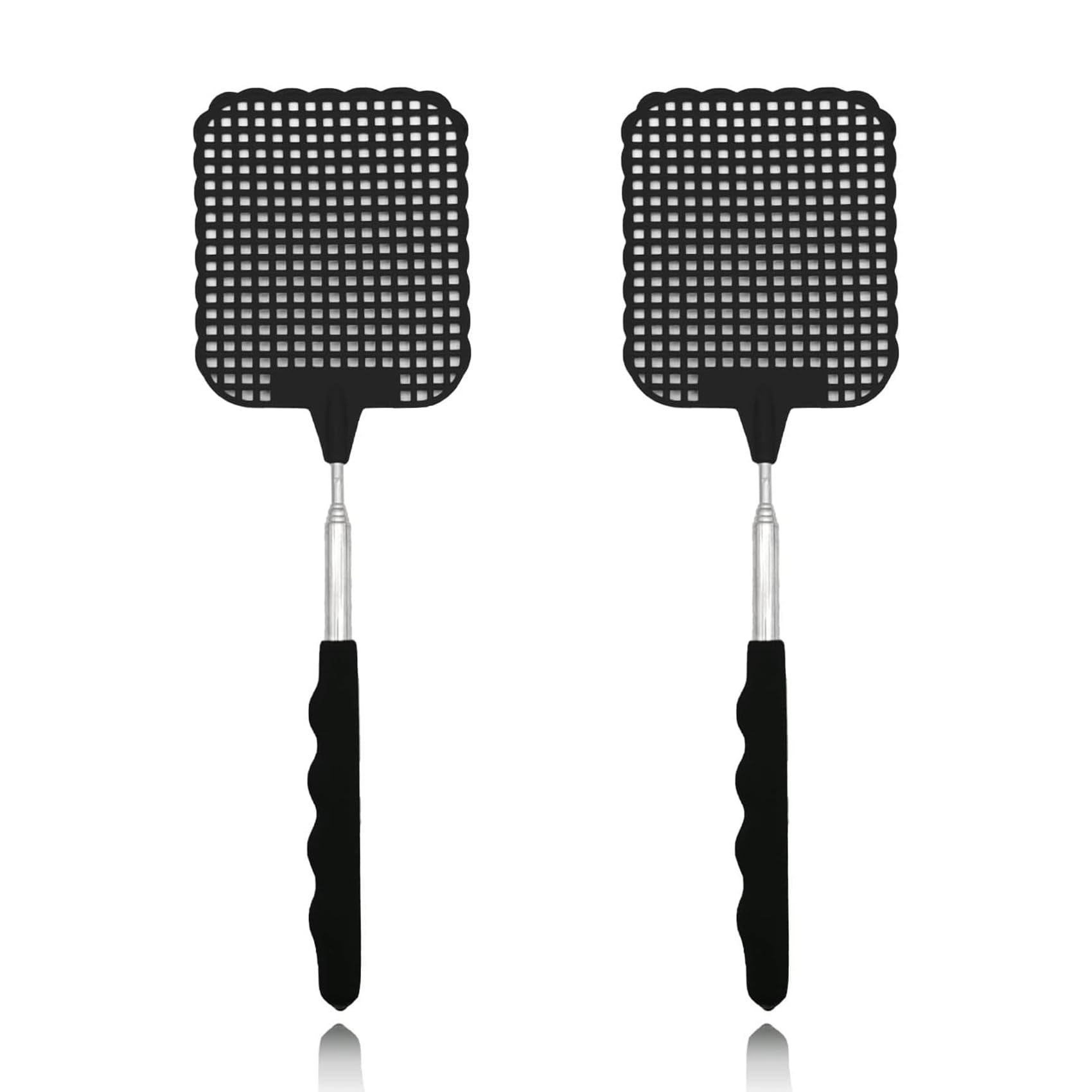 ILamourCar Extendable Fly Swatters 2 Pack, Strong Flexible Manual Swat Set, Manual Fly Swat Pest Control for Indoor Outdoor Mosquito Wasp Bug Insect (Black)