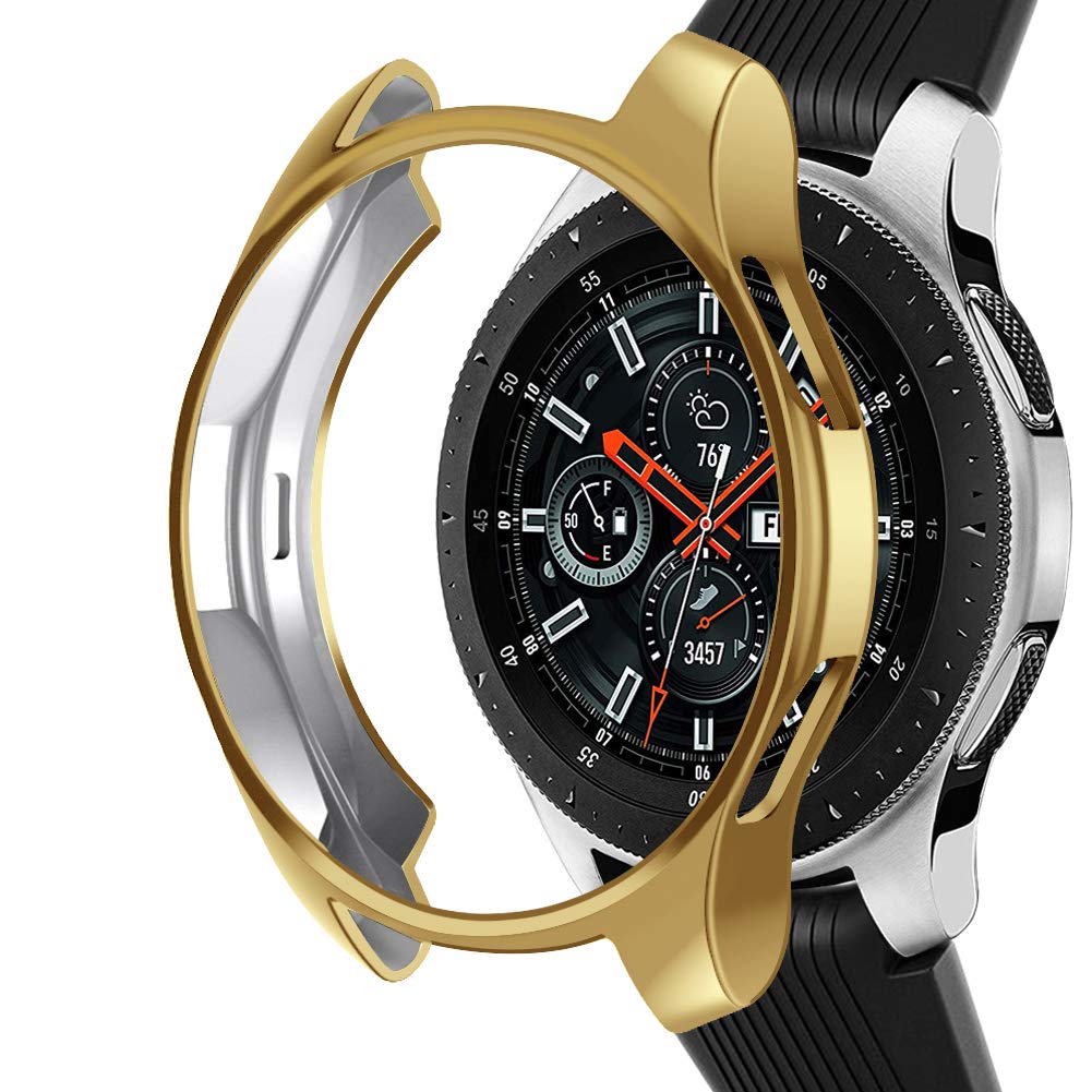 Case Compatible Samsung Galaxy Watch 46mm, NaHai TPU Slim Plated Case Shock-Proof Cover All-Around Protective Bumper Shell for Galaxy Watch 46mm SM-R800 Smartwatch, Gold