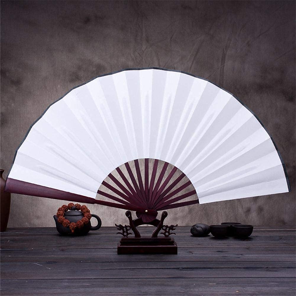 10/13 inch Folding Fan Handmade DIY Silk Cloth Chinese Folding Fan Bamboo Wood Antiquity Folding Fan DIY Calligraphy Painting 10 inch White