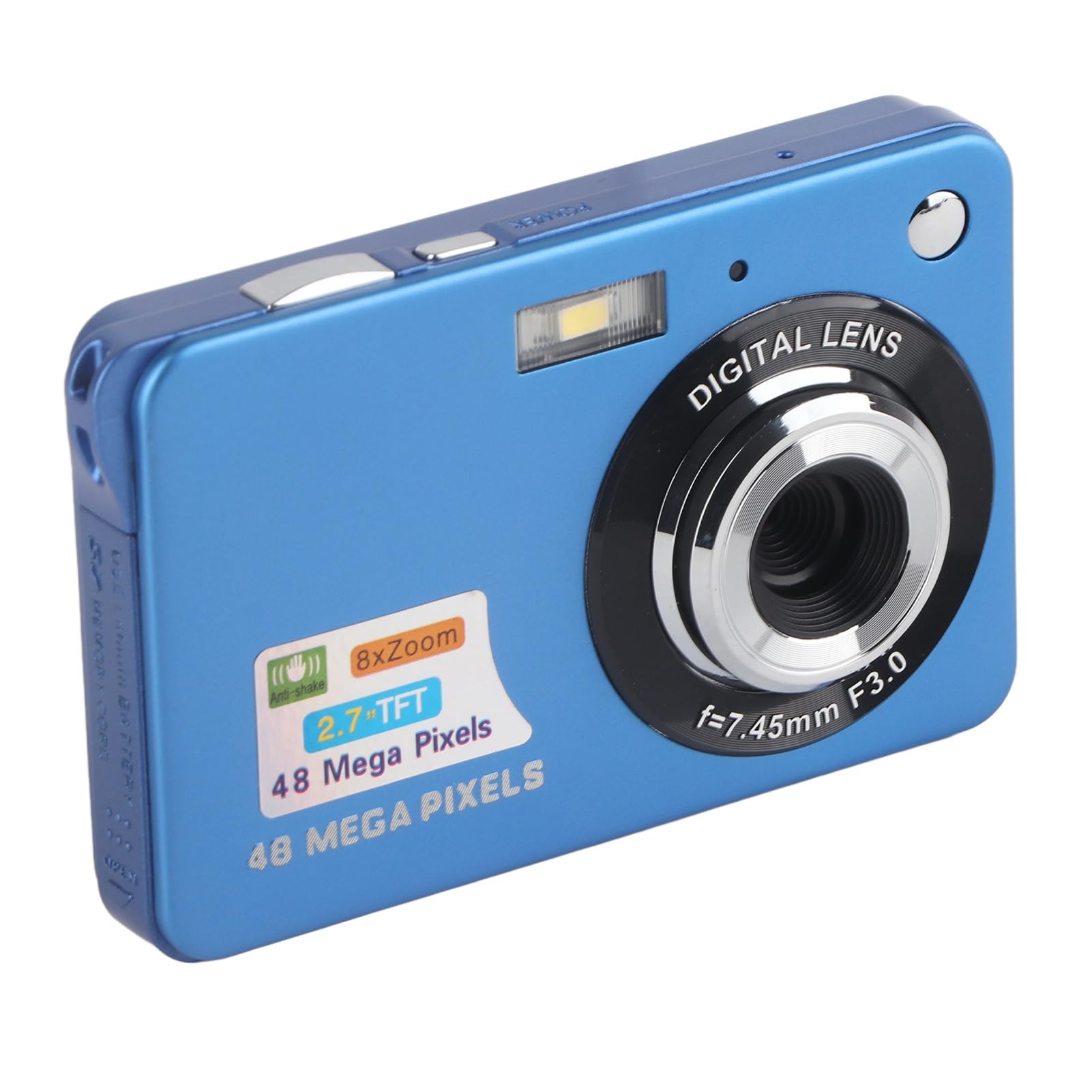 Goshyda 4K Digital Camera, 8X Digital Zoom 48MP Vlogging Camera with 2.7in LCD Screen, Fill Light, Anti Shake Vedio Camera for Kids Students Photography (Blue)