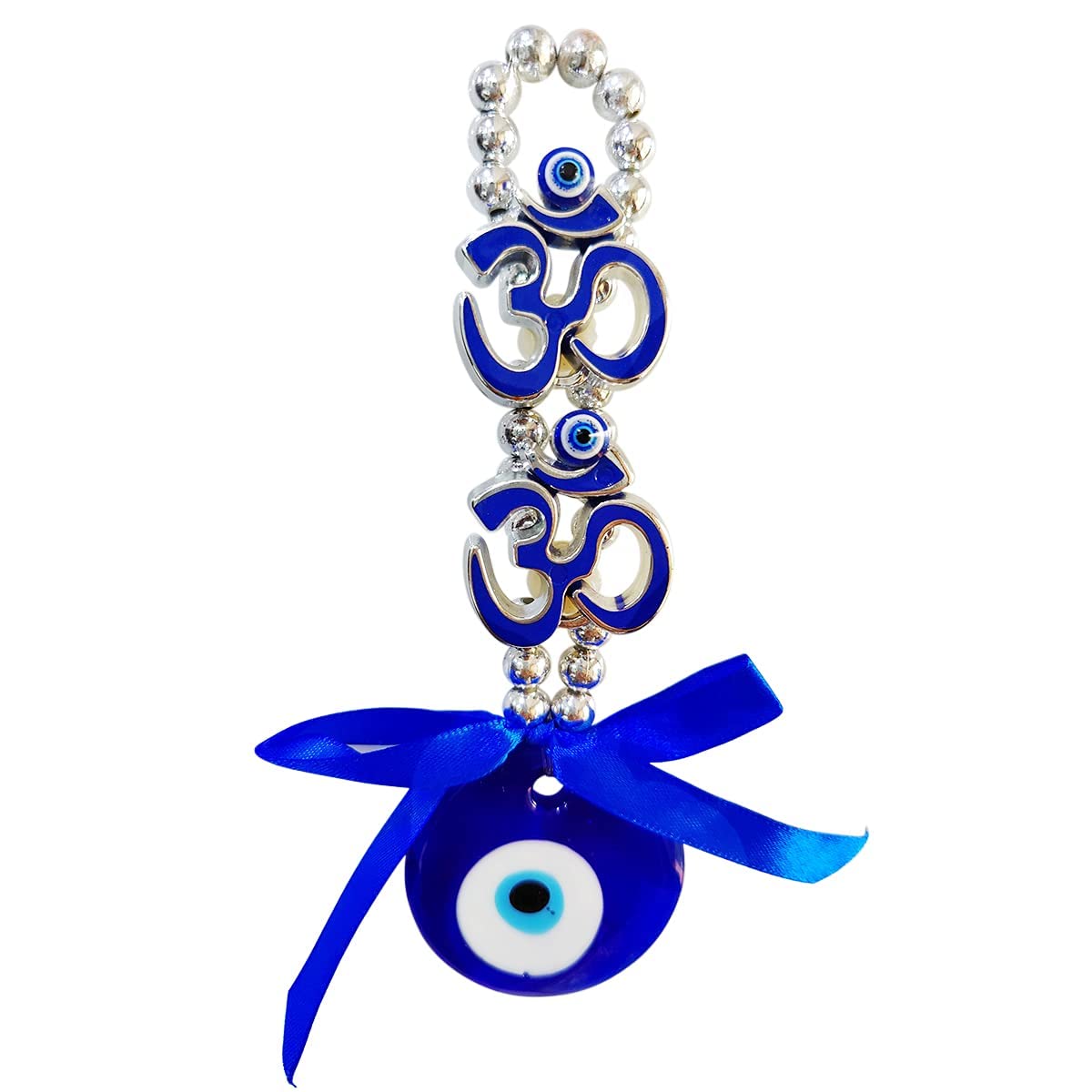 JMD Art And Craft Original Stone Feng Shui Blue Evil Eye Wall Hanging for Vastu Nazar Suraksha Reiki 2 Om Hanging Evil Eye for Home Entrance/Car/Door/Office Hanging for Good Luck Success Prosperity Health Wealth