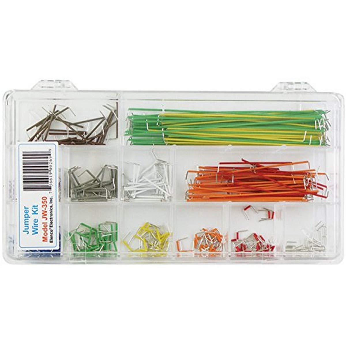 Elenco350 Piece Pre-formed Jumper Wire Kit | DIY Prototyping Projects | 350 lengths of pre-stripped - pre-formed AWG #22 - solid, color coded wire | 14 different lengths | Storage case included