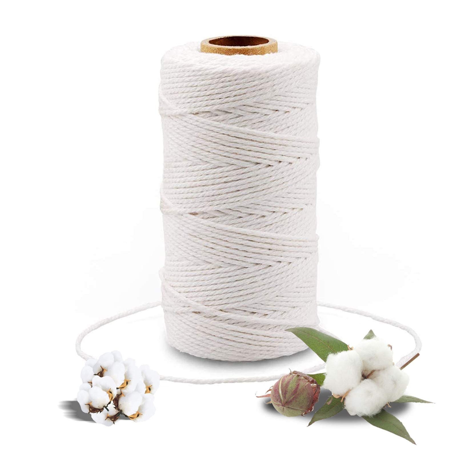 White Cotton Butchers Twine String - 328 Feet 2MM Twine for Crafts, Bakers Twine, Kitchen Cooking Butcher String for Meat and Roasting, Gift Wrapping Twine