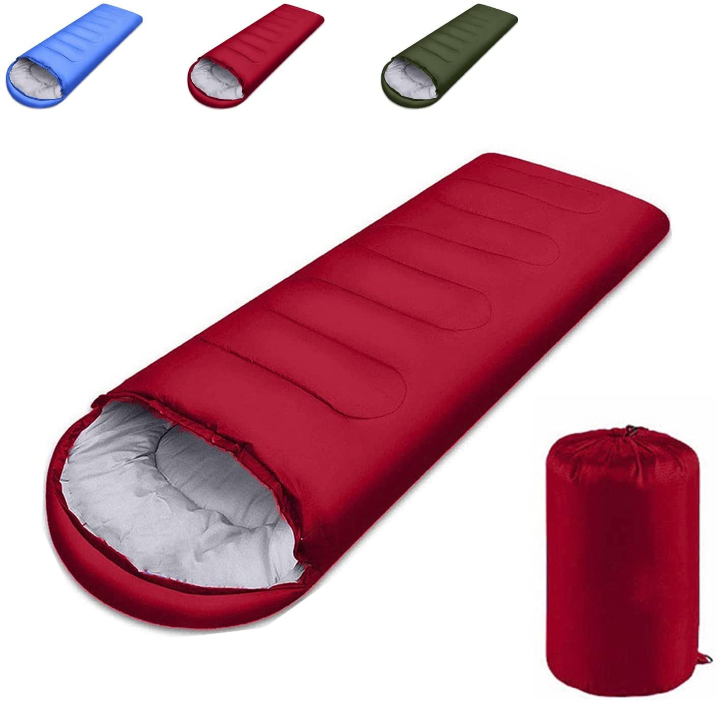 OnceNext Camping Sleeping Bag - Lightweight Backpacking Sleeping Bag for Adults Boys and Girls, Waterproof Camping Gear Equipment, Traveling, and Outdoors (Red)