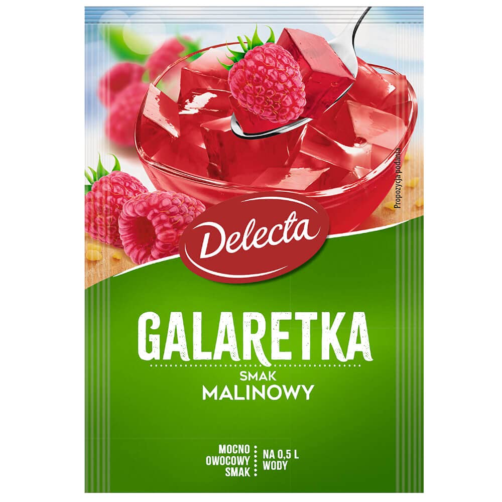 DelectaGalaretka Smak Malinowy Raspberry Jelly Mix 70g Bag (5-Pack)