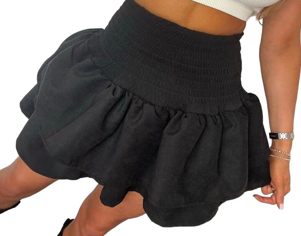 RomaansLadies Frill Mini RARA Skirt Women Tartan Check Pleat Gathering Mini Party Skirt Frill High Waisted Mini Club Fashion Short Skater Skirts