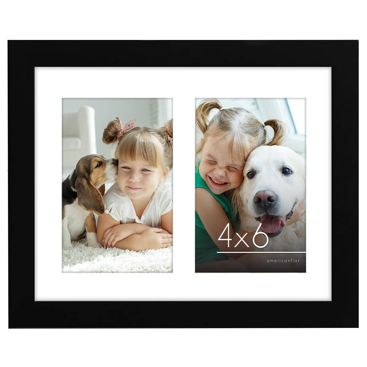 Americanflat 8x10 Double Picture Frame in Black - Displays Two 4x6 Frame Openings or Use as 8x10 Picture Frame Without Mat - Engineered Wood, Shatter Resistant Glass, Hanging Hardware, and Easel