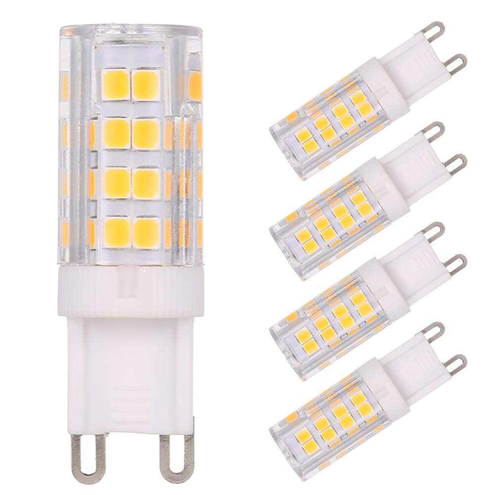 Decdeal 5W LED Corn Light Bulb 45W Halogen Bulb Equivalent Replacement 400LM 5 Pack G9 Base Holder Socket Warm White for Desk Lamp Cabinet Bedroom Living Room Restaurant Study Room