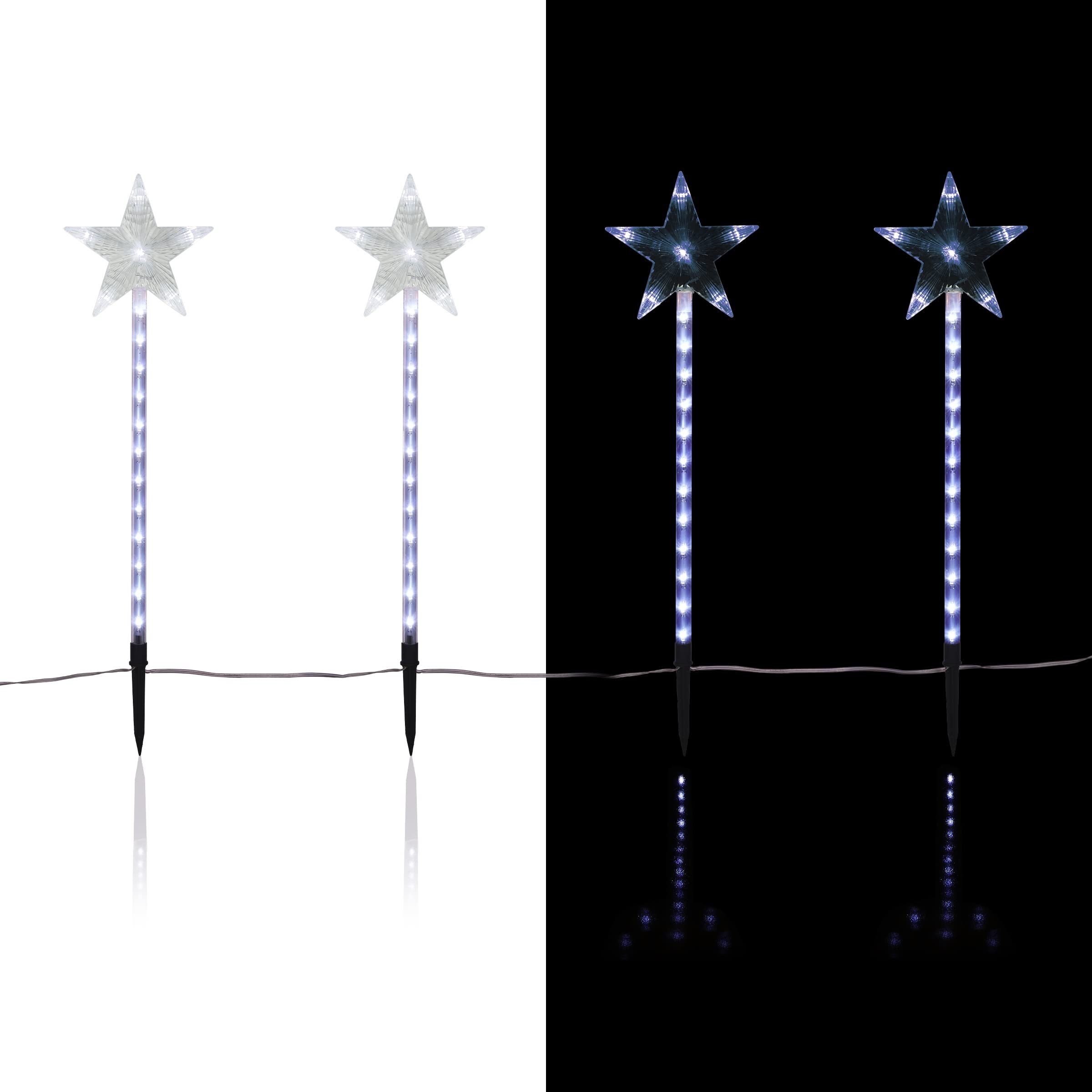 Alpine Corporation Holiday Décor Shooting Star Garden Stake with LED Lights, 4-Pack