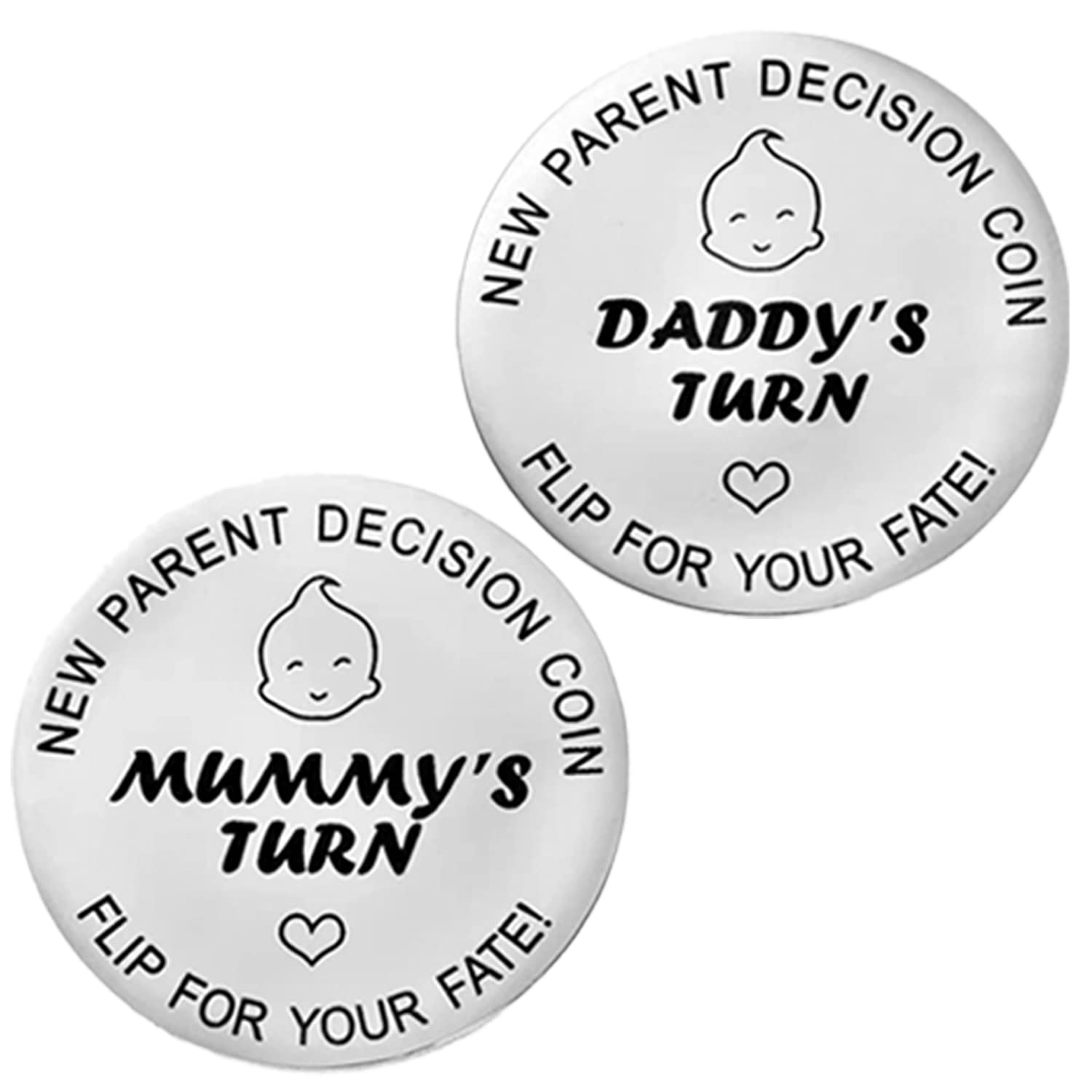 JZSDecision Coin for New Dad Mom Gifts, Newborn Baby Gift for Parent Mummy Daddy Pregnancy Women First Time to be Moms Dads Mother's Day Father's Day Gifts Surprise Double Sided Coin