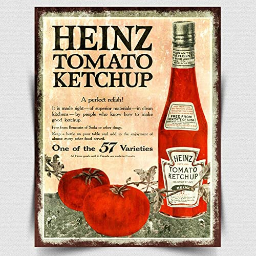 LBS4ALL HEINZ TOMATO KETCHUP METAL SIGN WALL PLAQUE Retro Vintage advert print kitchen