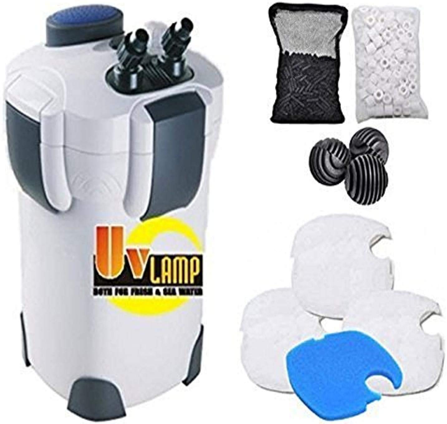 SunSunHw303B 370GPH Pro Canister Filter Kit with 9-watt UV Sterilizer