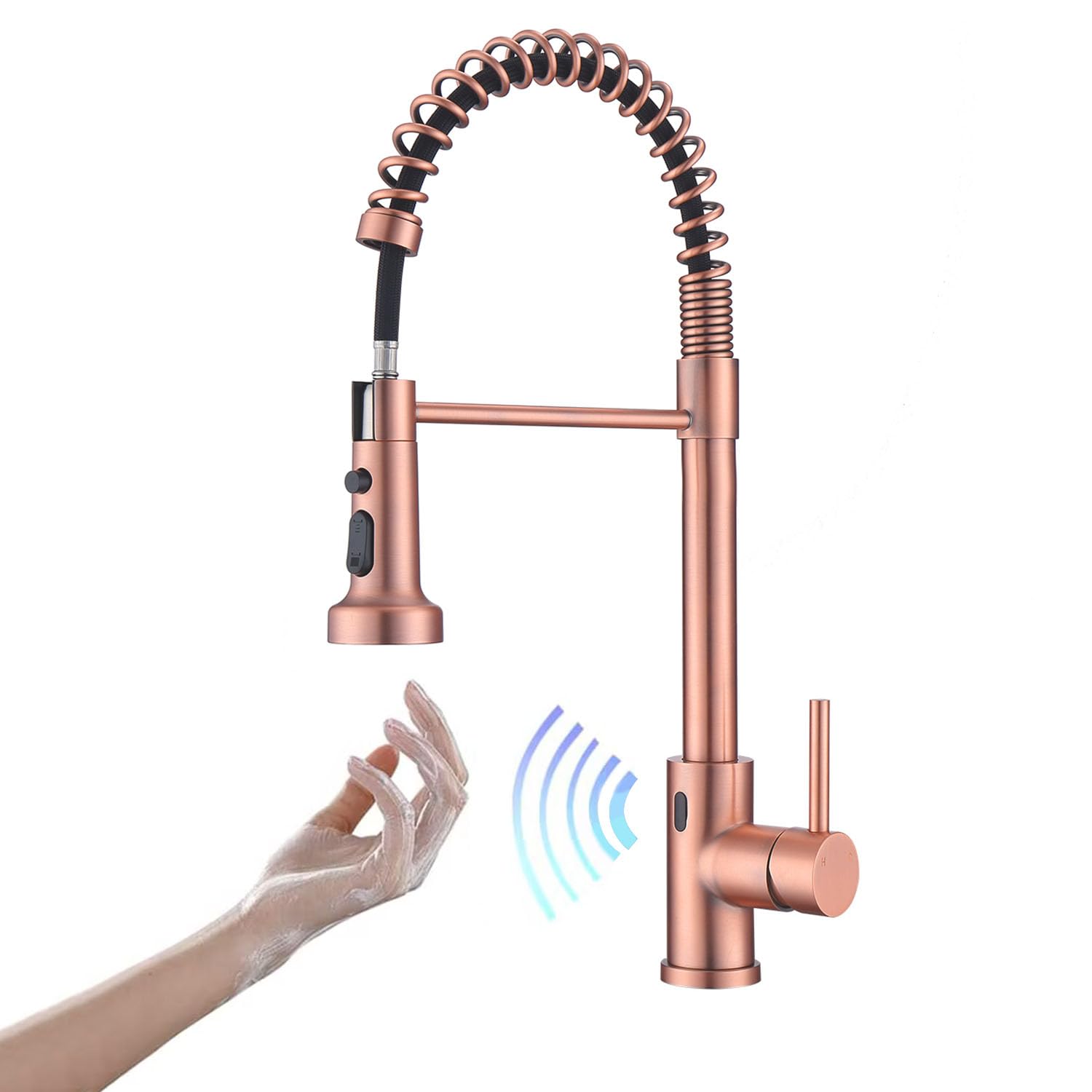 Avola Copper Touchless Kitchen Faucet,Hands Free Touchless Kitchen Sink Faucets in Copper Finish,Rose Gold Touchless Faucet for Kitchen Sink,Motion Sensor Smart Touchless Kitchen Faucet