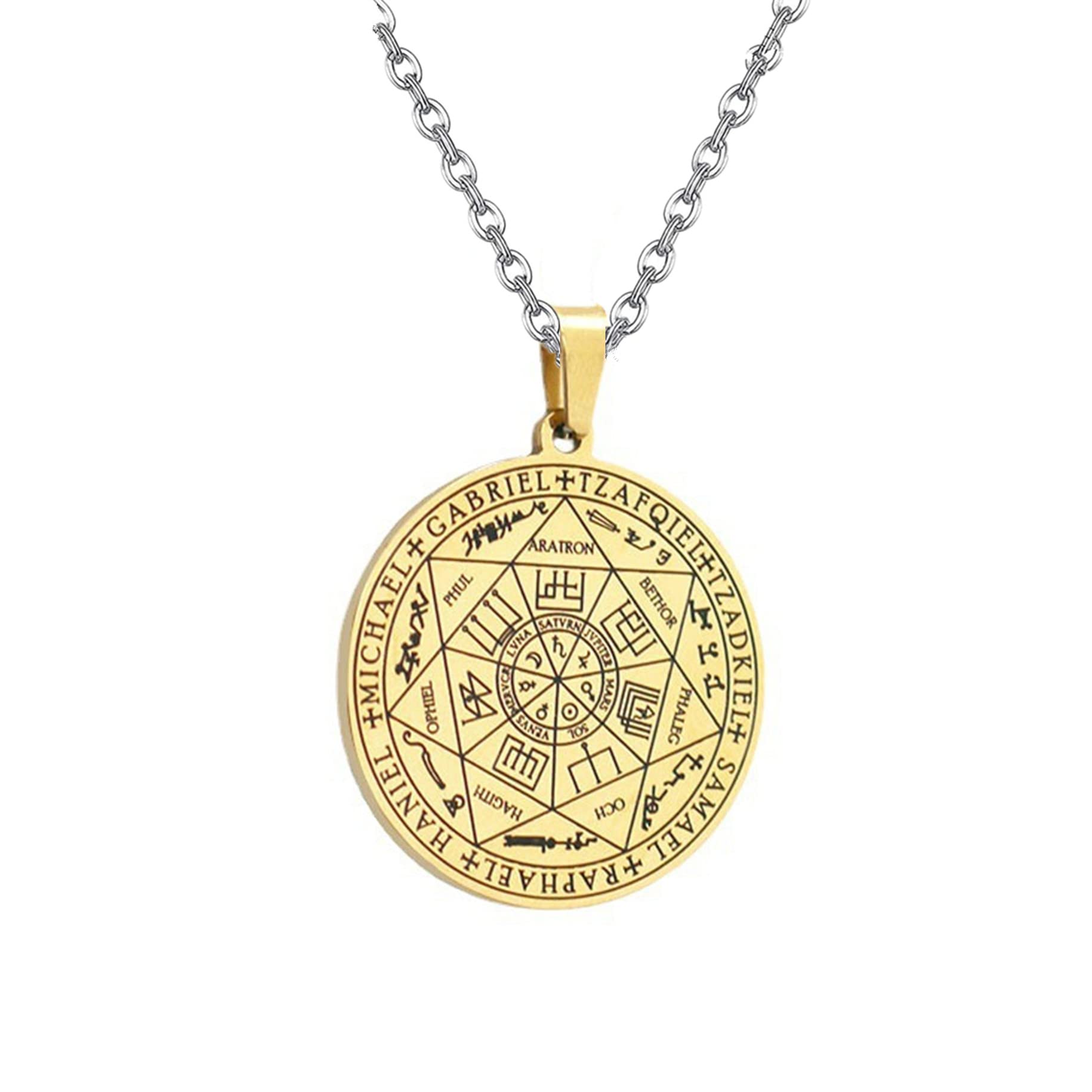 The Seal of The 7 Archangels Pendant Necklace Seal Of Solomon Pendant Tetragrammaton Men's Angels Sigil Necklace For Men Seals Of Seven Archangels Talisman