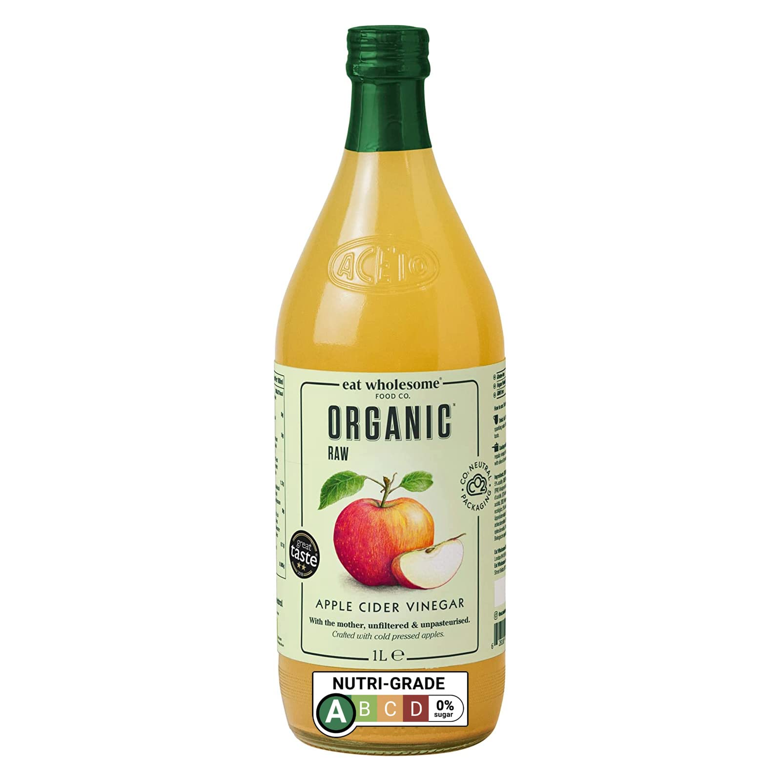 Eat Wholesome Organic Raw Apple Cider Vinegar with The Mother, 1L