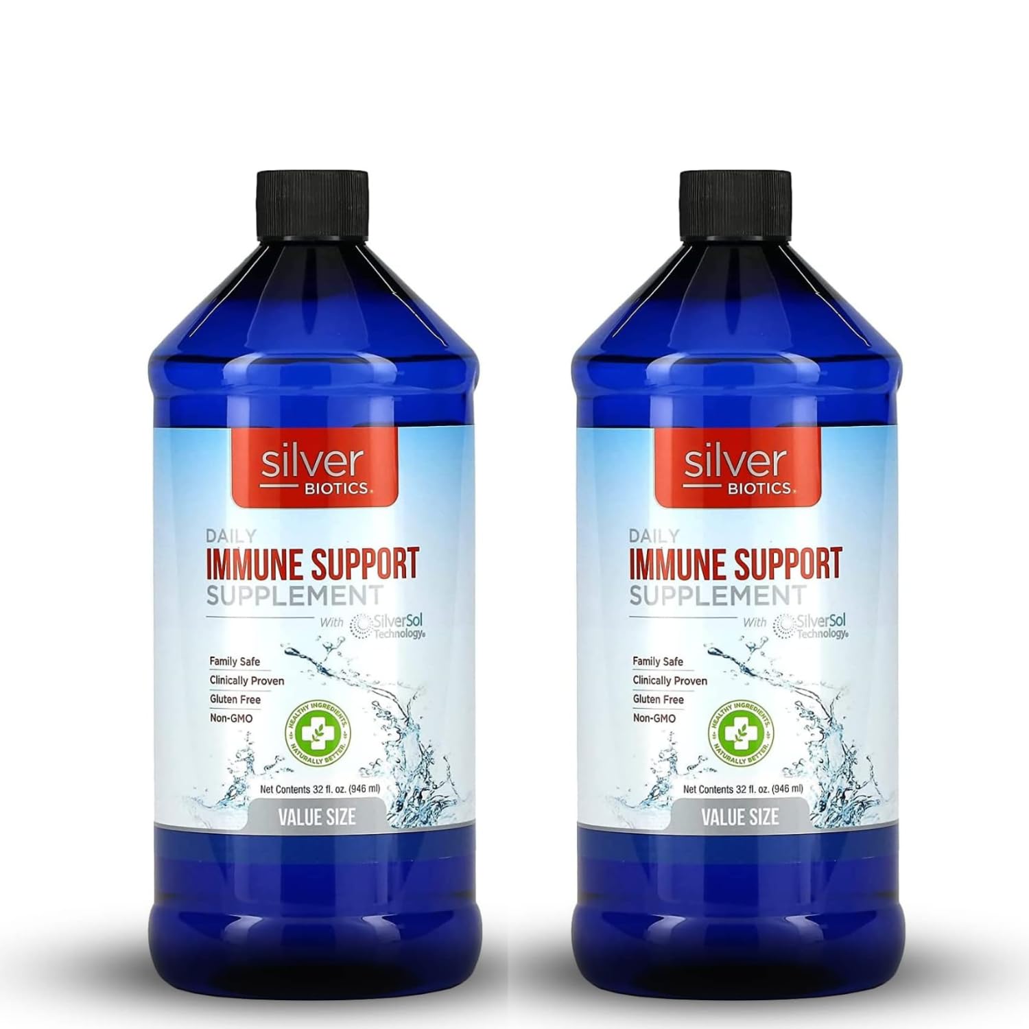 Silver Biotics Colloidal Nano SilverSol Ag₄O₄ 10 PPM Immune Support | Bio-Hacking Immune Building Natural Support | 32 Fl Oz (Pack of 2)