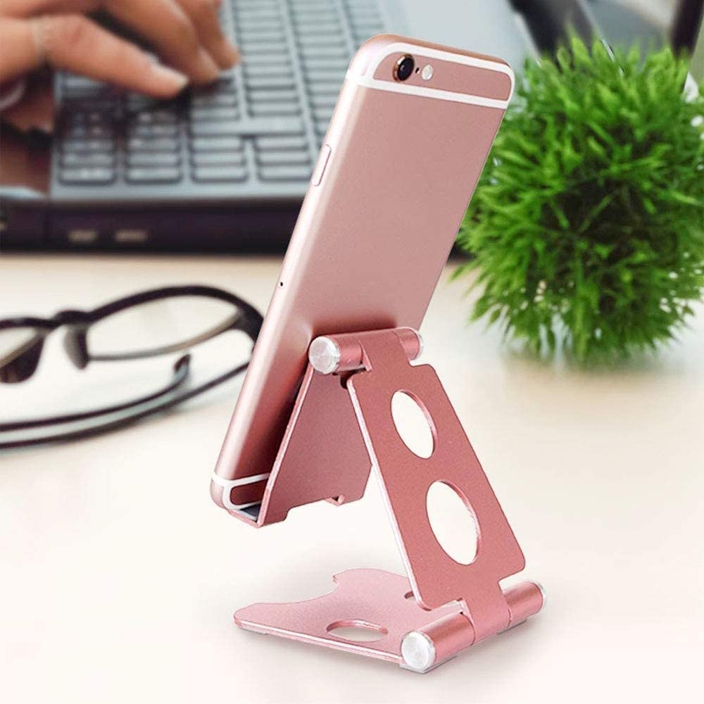 WEMARTS Aluminum Adjustable Mobile Phone Holder Multi Angle Foldable Universal Stand for All Smartphones (Multi-Color)