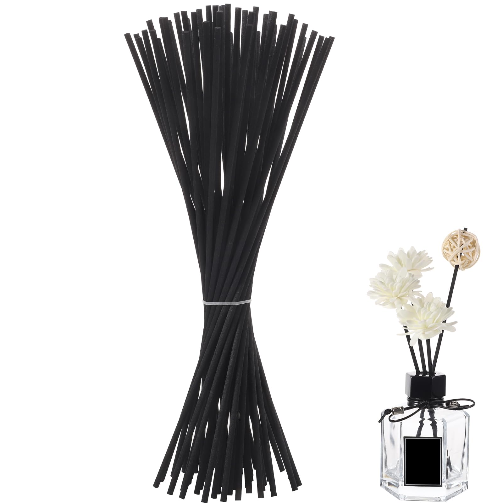 50 Pcs Reed Diffuser Sticks, 24cm x 3mm Diffuser Reeds Sticks for Room Scent, Replacement Reeds for Diffusers for Fragrance Oil in Home Office Hotel SPA (Black)