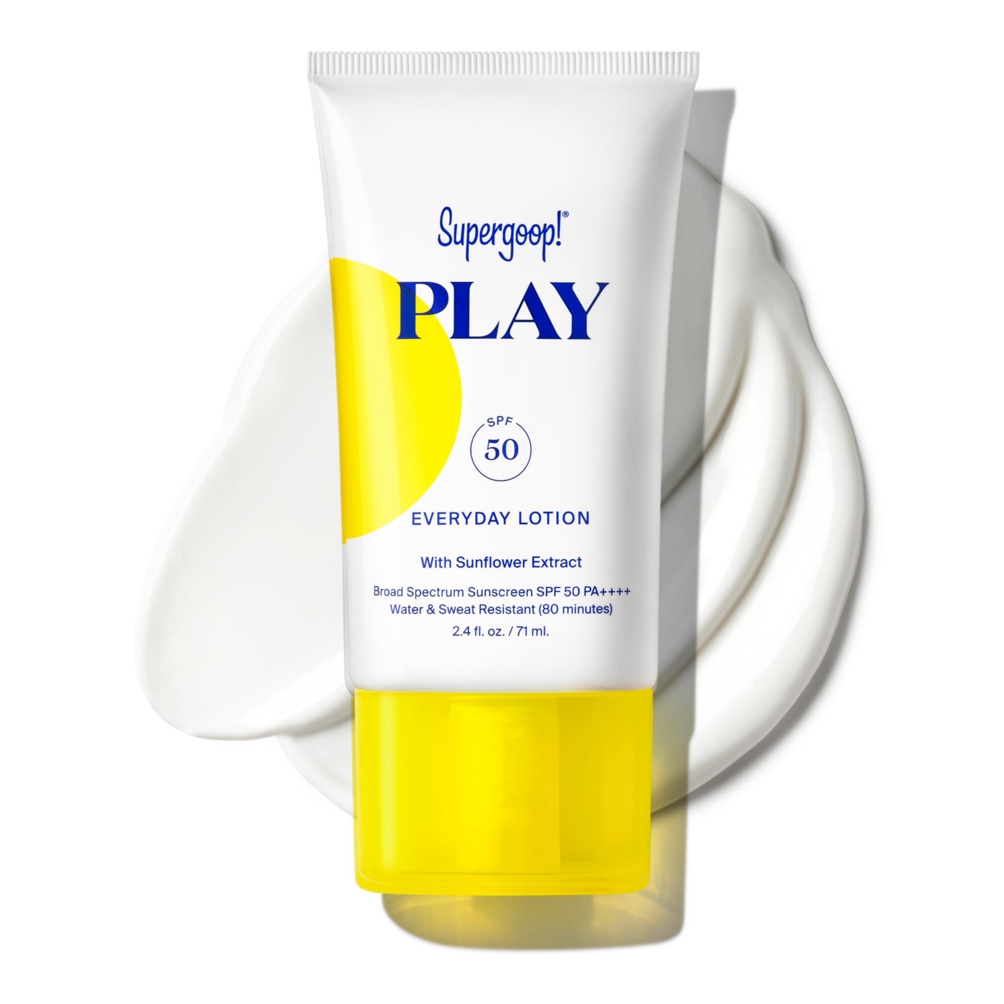 Supergoop! PLAY Everyday Lotion SPF 50 - Broad Spectrum Body & Face Sunscreen for Sensitive Skin - Great for Active Days - Fast Absorbing, Water & Sweat Resistant - 2.4 fl oz