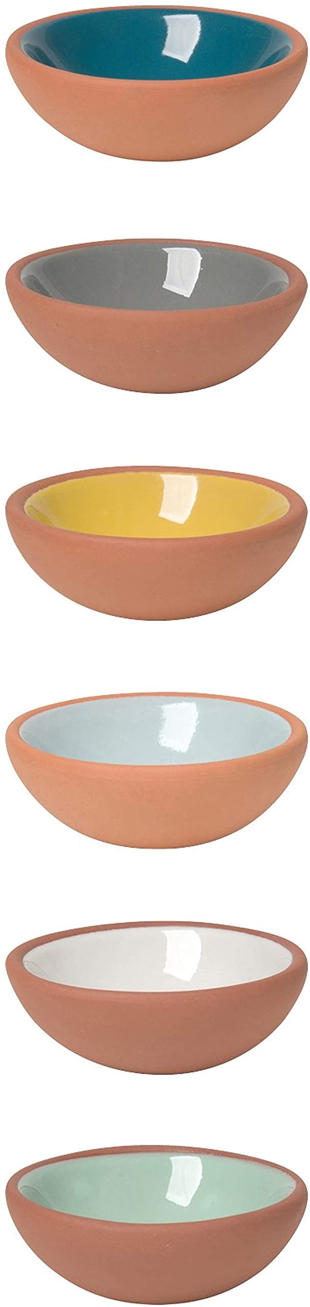 Now Designs Terracotta Pinch Bowl Set, Soy Sauce Dish, Set of 6, 1 oz, Multicolor