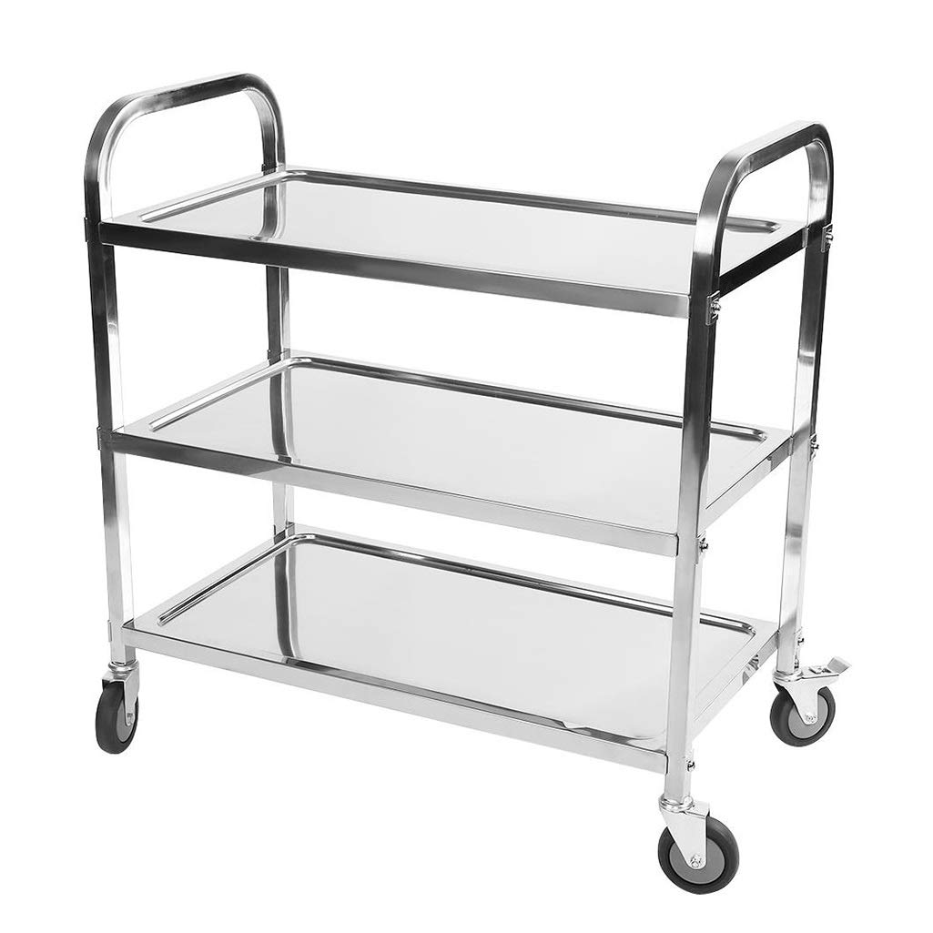 Duan hai rong DHR- Large 3-tier Stainless Steel Rolling Storage Cart with Wheels and Double Handle