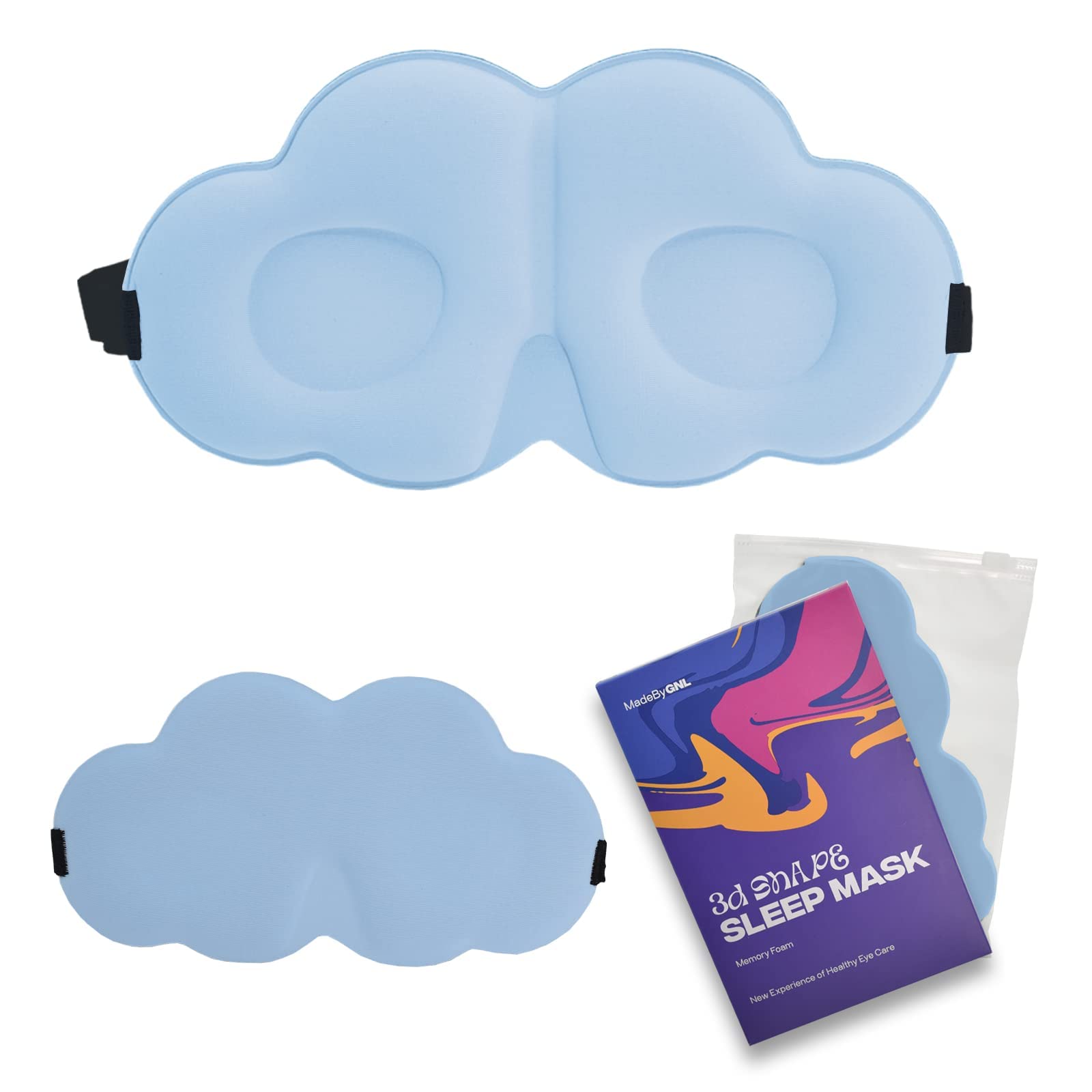 Sleep Mask,Soft 3D Contoured Silky Blindfold Eye Mask for Sleeping and Side Sleepers,Eye Cover with Adjustable Strap Suitable Gift for Men Women Kids(Blue)