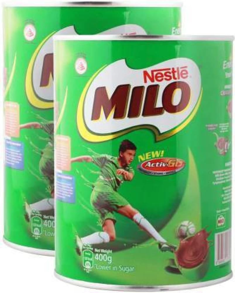 Nestle Milo Activ Go Made With The Goodness of Milk and is Fortified With Vitamins and Minerals 400g Tin (Pack Of 2)