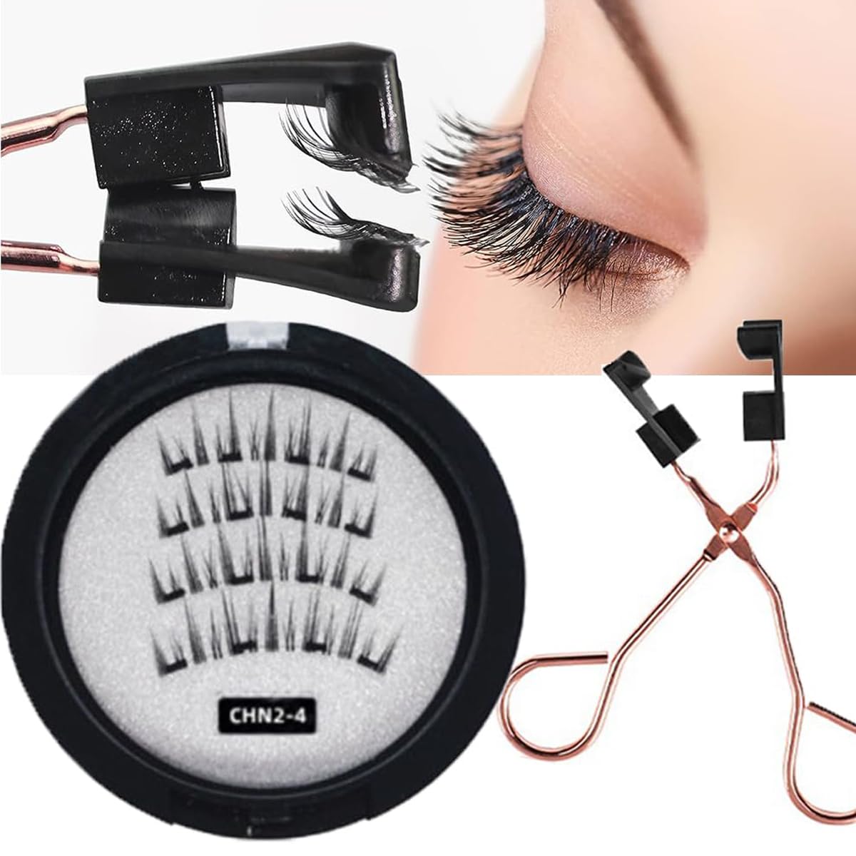 3D Magnetic Eyelashes partner, Breject 3D Magnetic Eyelashes, Magnetic Eye Lashes, dual Magnetic Eyelashes, Dual Magnetic False Eyelashes No Eyeliner or Glue Needed (CHN2-4)