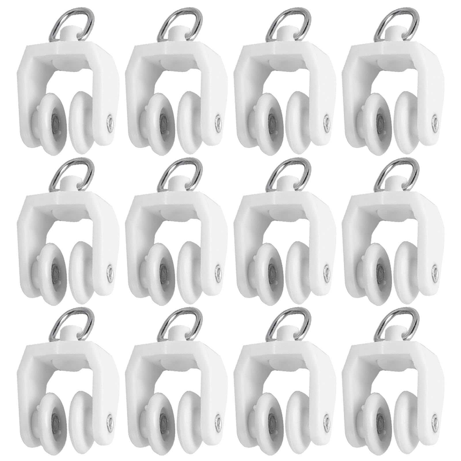 50pcs Curtain Track Rollers Curtain Rail Track Roller Curtain Glide-rs Twin Wheeled Curtain Rollers Curtain Runners Drapery Rail Sliding Glide-r for Windows Shower Ceiling Curtain Track(COLOUR:white)