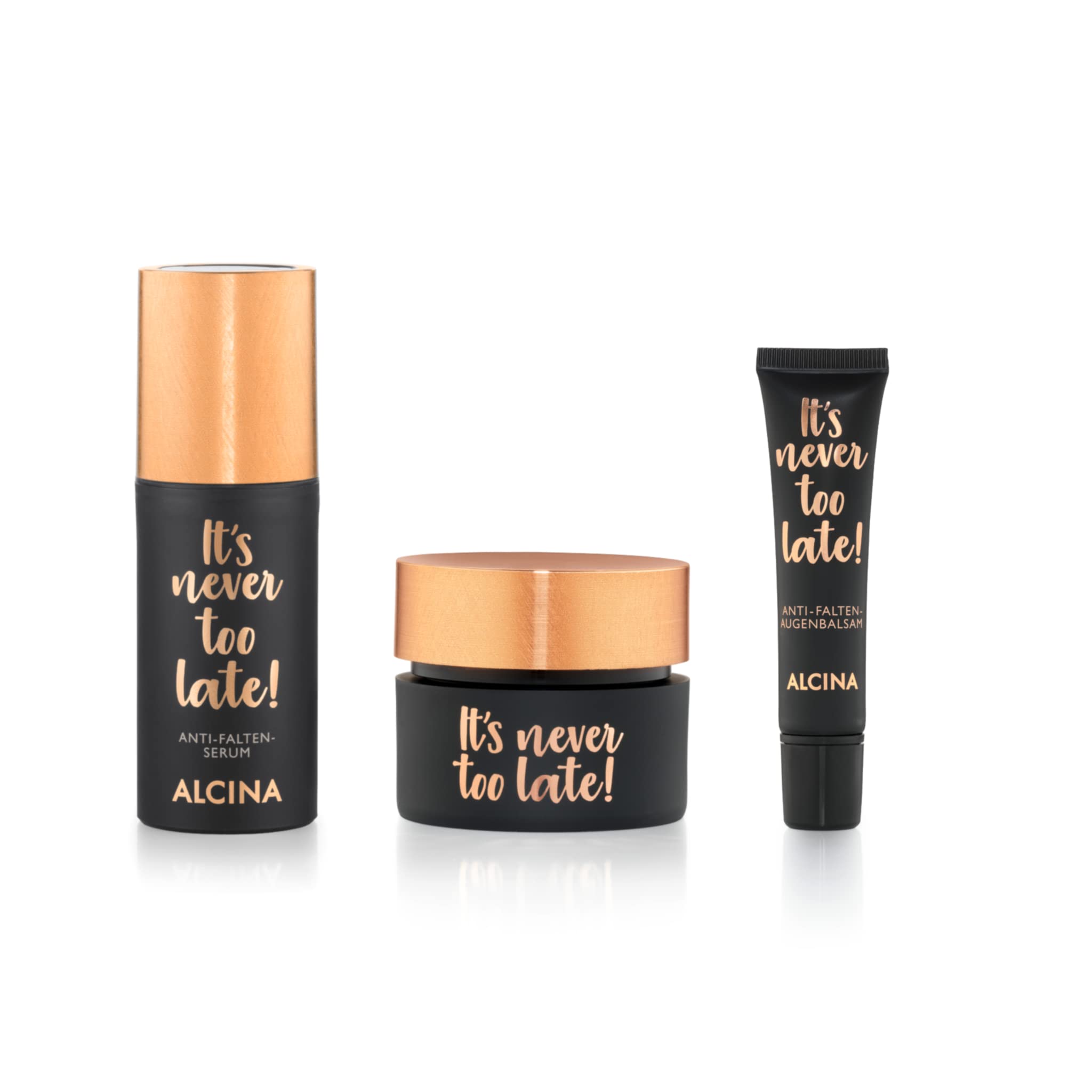 ALCINAIt’s Never Too Late Anti-Wrinkle Face Serum, Face Cream & Eye Balm, Reduces Fine Lines, Wrinkles & Age Spots, Moisture Lock, Improves Skin Texture - 30ml, 50ml & 15ml, Made in Germany