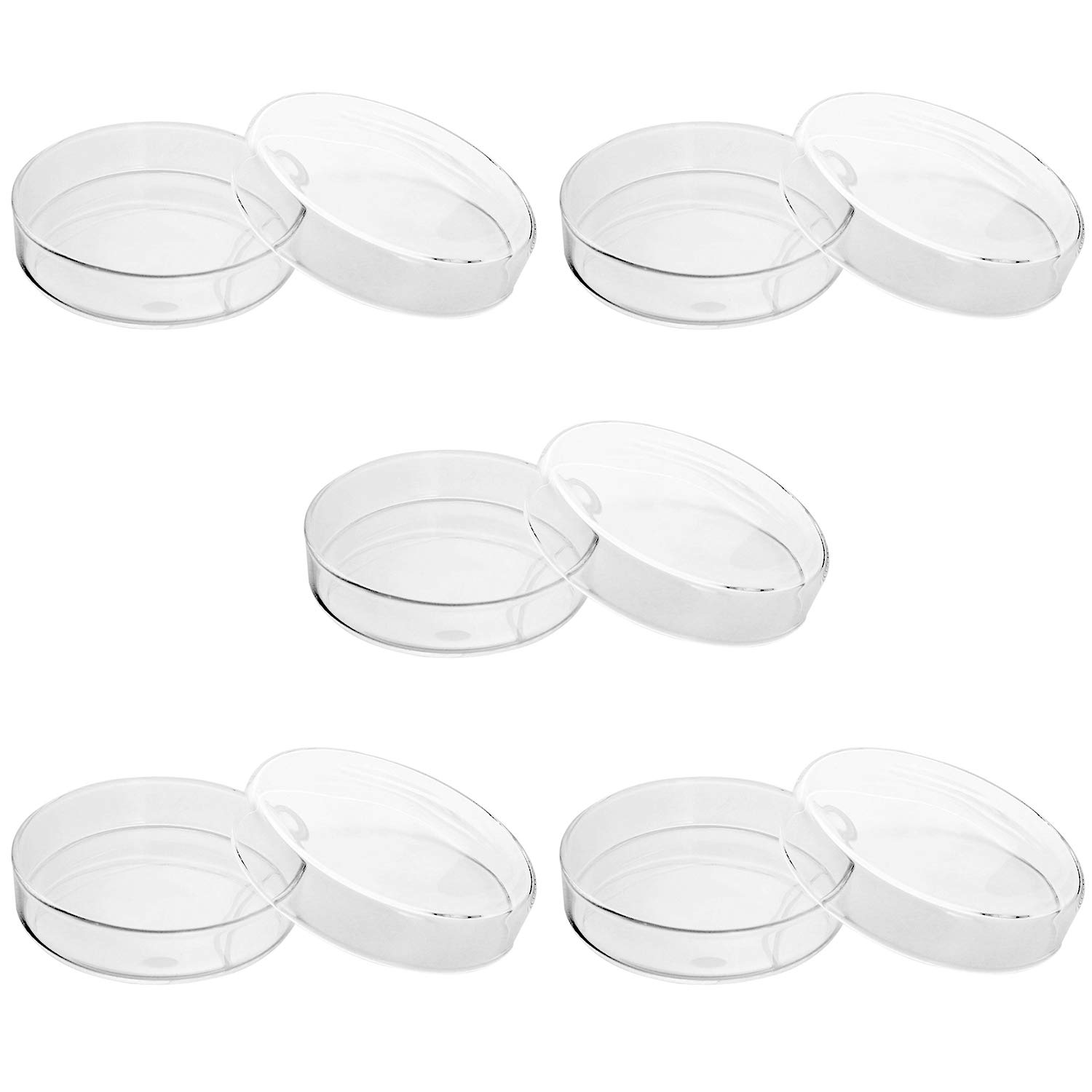 QWORK® Glass Petri Dishes with Lids, High Borosilicate Glass Petri Dish Petri Plate for Laboratory School Science Project, 90mm x 20mm, 5 Pcs