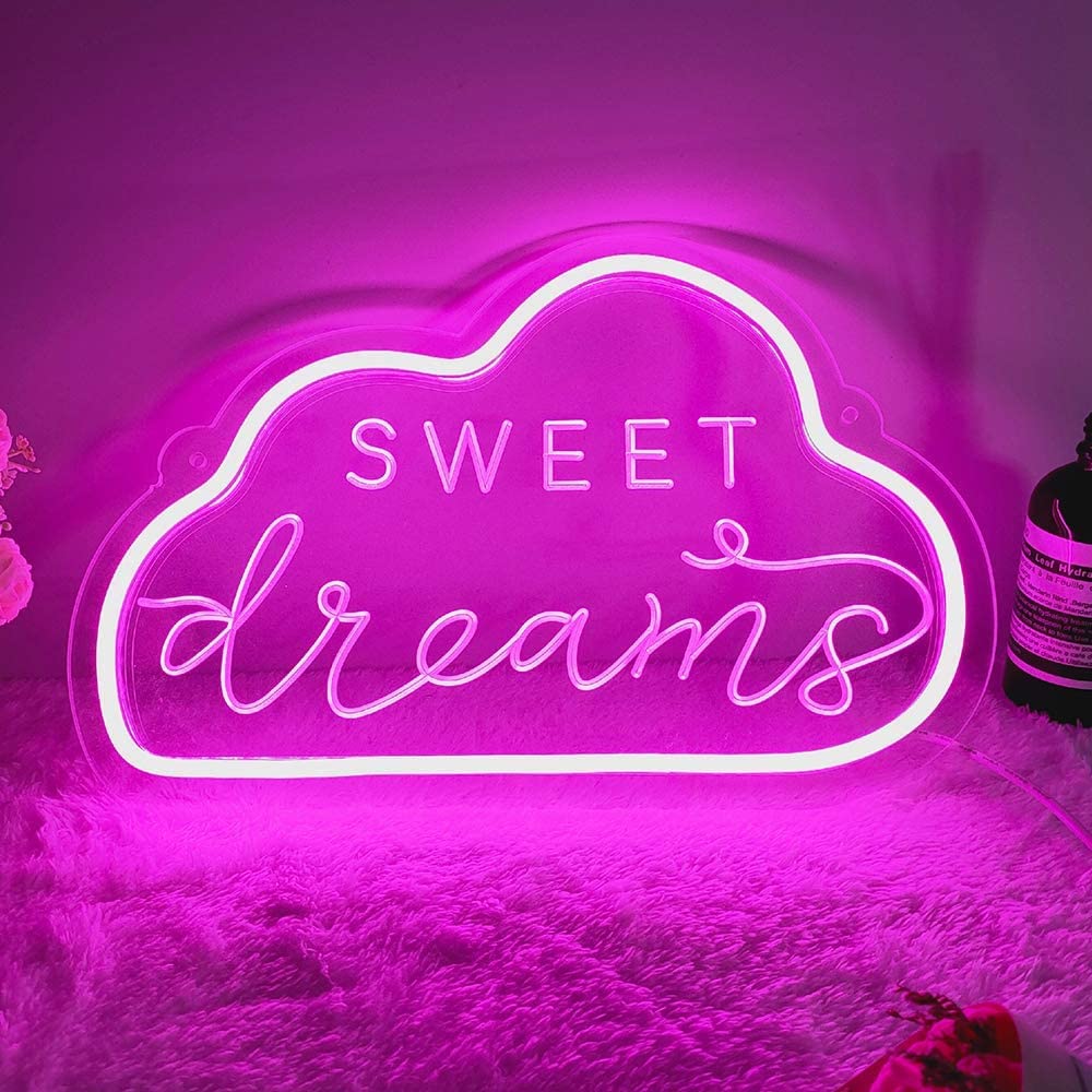 Unique Sweet Dream Neon Sign with 3D Art,Neon Sign.Pink Neon Light Sign with Dimmable Switch