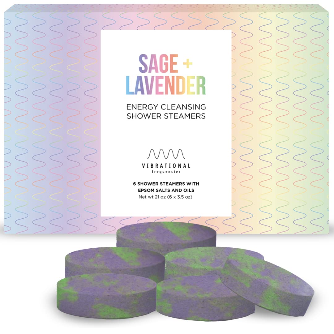 6-Pack Shower Steamers, Energy Cleansing Pure White Sage and Lavender Essential Oil Scented, Fizzies, Tablets, Tub Tea with Oils and Salts, Bath Bombs, Bath Balls, spa Gift (6-Pack, Sage Lavender)